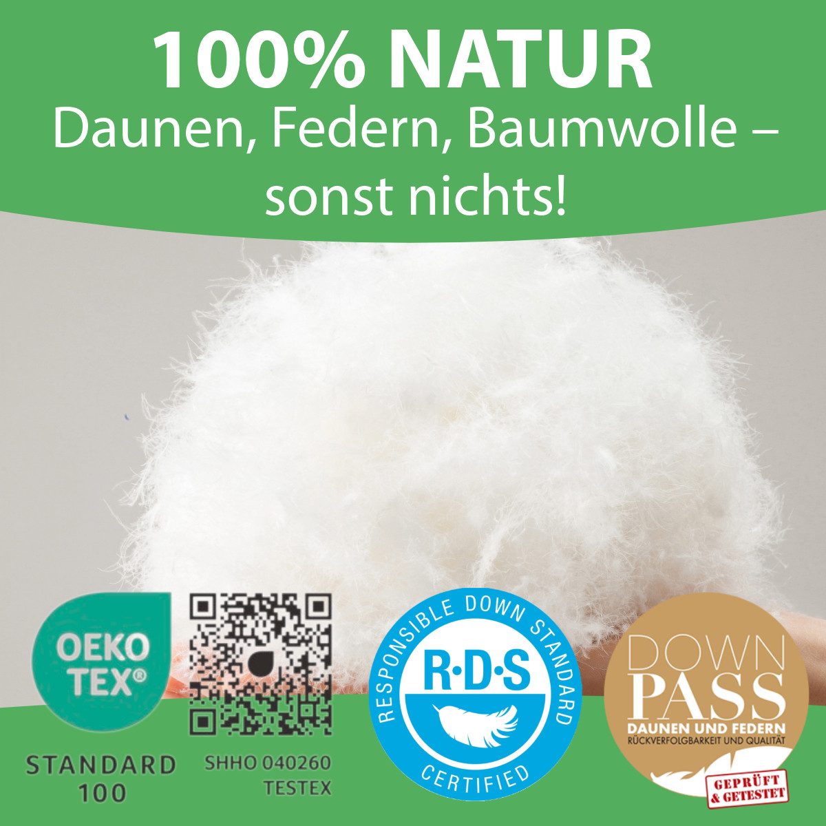 Welldora Daunenbettdecke, Komfort Allergiker Bettdecke zweiteilig, Fachärztlich geprüft, Füllung: 100% weiche Federn & Daunen, 2 Decken Vierjahreszeiten Daunendecke Sommer & Winter