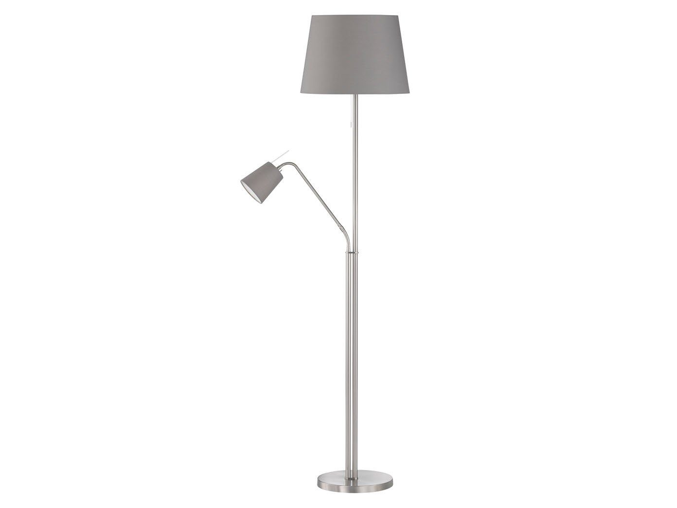 Leselampe meineWunschleuchte Stehlampe, 175cm LED Lampen-schirm Große Wamweiß, mit LED Stoff wechselbar, Grau, Designklassiker H: Lesearm,