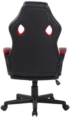 TPFLiving Gaming-Stuhl First mit bequemer Rückenlehne - höhenverstellbar und 360° drehbar (Schreibtischstuhl, Drehstuhl, Gamingstuhl, Racingstuhl, Chefsessel), Gestell: Kunststoff schwarz - Sitzfläche: Kunstleder rot