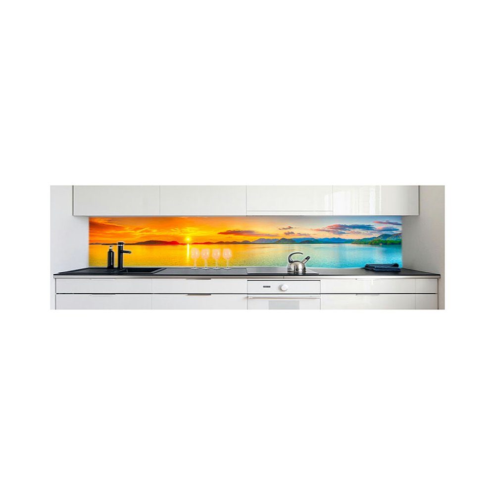 Küchenrückwand Premium Hart-PVC Küchenrückwand selbstklebend DRUCK-EXPERT Bunt mm Sonnenuntergang 0,4