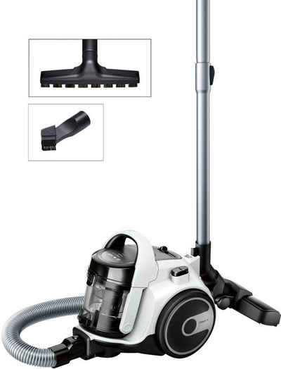 BOSCH Bodenstaubsauger Serie 2 BGS05AAA1, Hygiene-Filter, kompakt, platzsparend, leicht, 700 W, beutellos, für Parkett/Teppich/Fliesen, hohe Saugkraft, langes Kabel, weiß