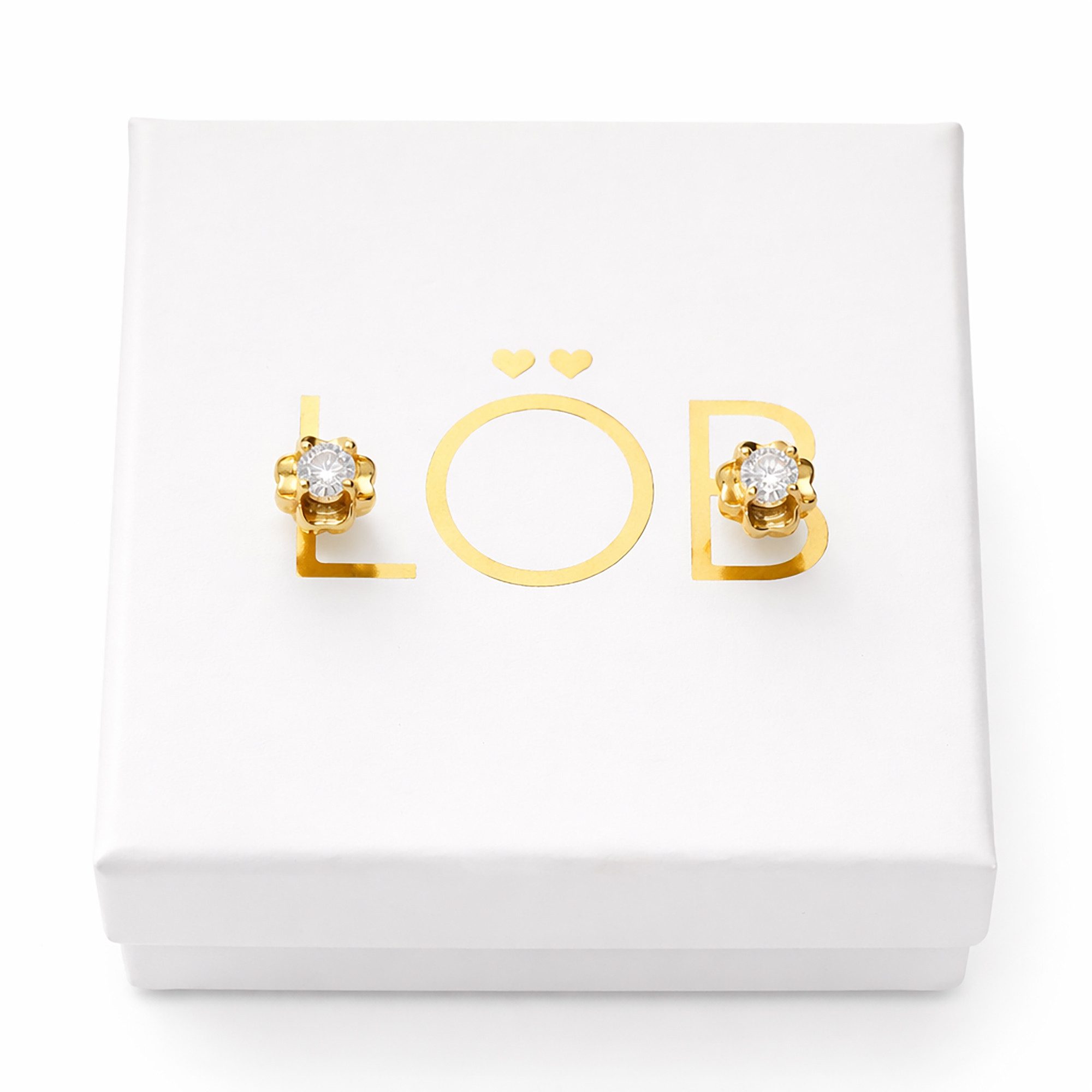 LÖB Paar Ohrstecker 750er 18 Karat Gold vergoldet Ohrringe Ohrstecker Blume günstig online kaufen