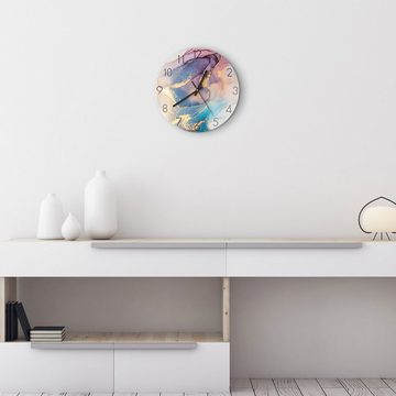 DEQORI Wanduhr 'Marmorgrafik in Pastell' (Glas Glasuhr modern Wand Uhr Design Küchenuhr)