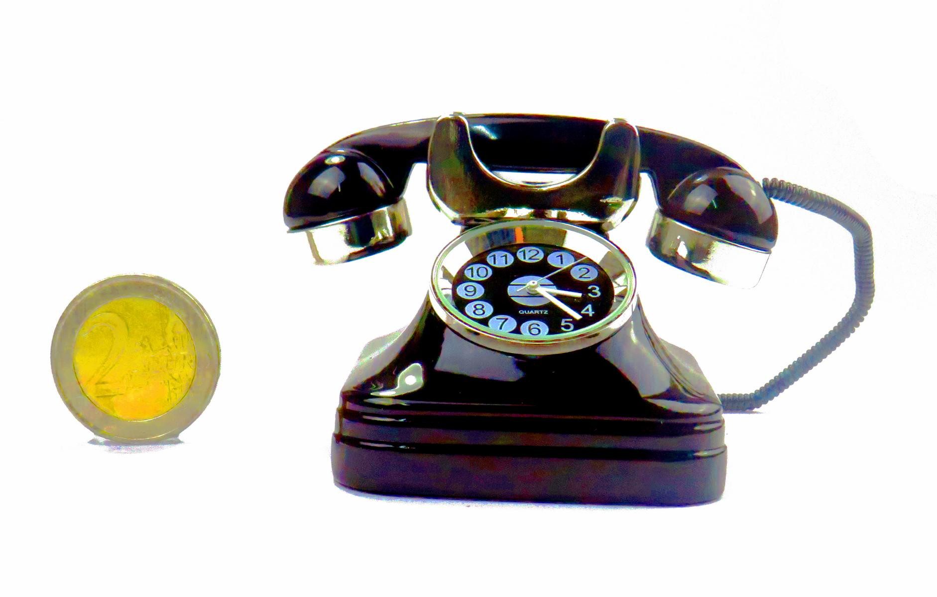 Siva Standuhr Tischuhr Telephone Quarzuhr aus Metall