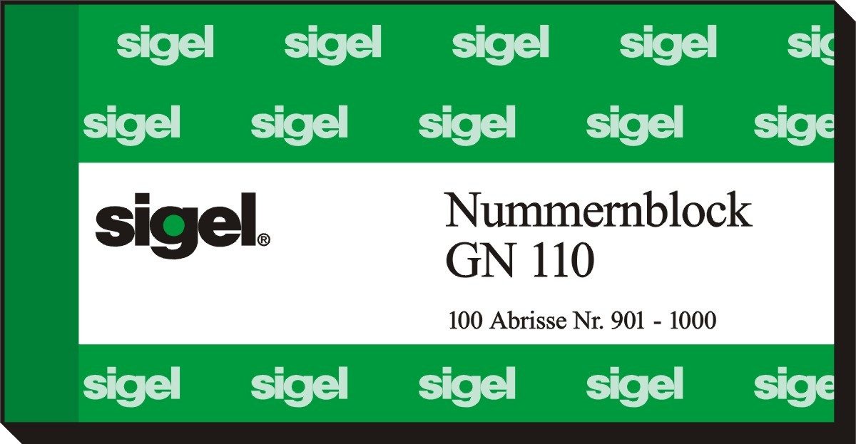 Sigel Formularblock Nummernblock 105x50mm 1-1000 VE=5x10x100 Blatt farbig sortiert