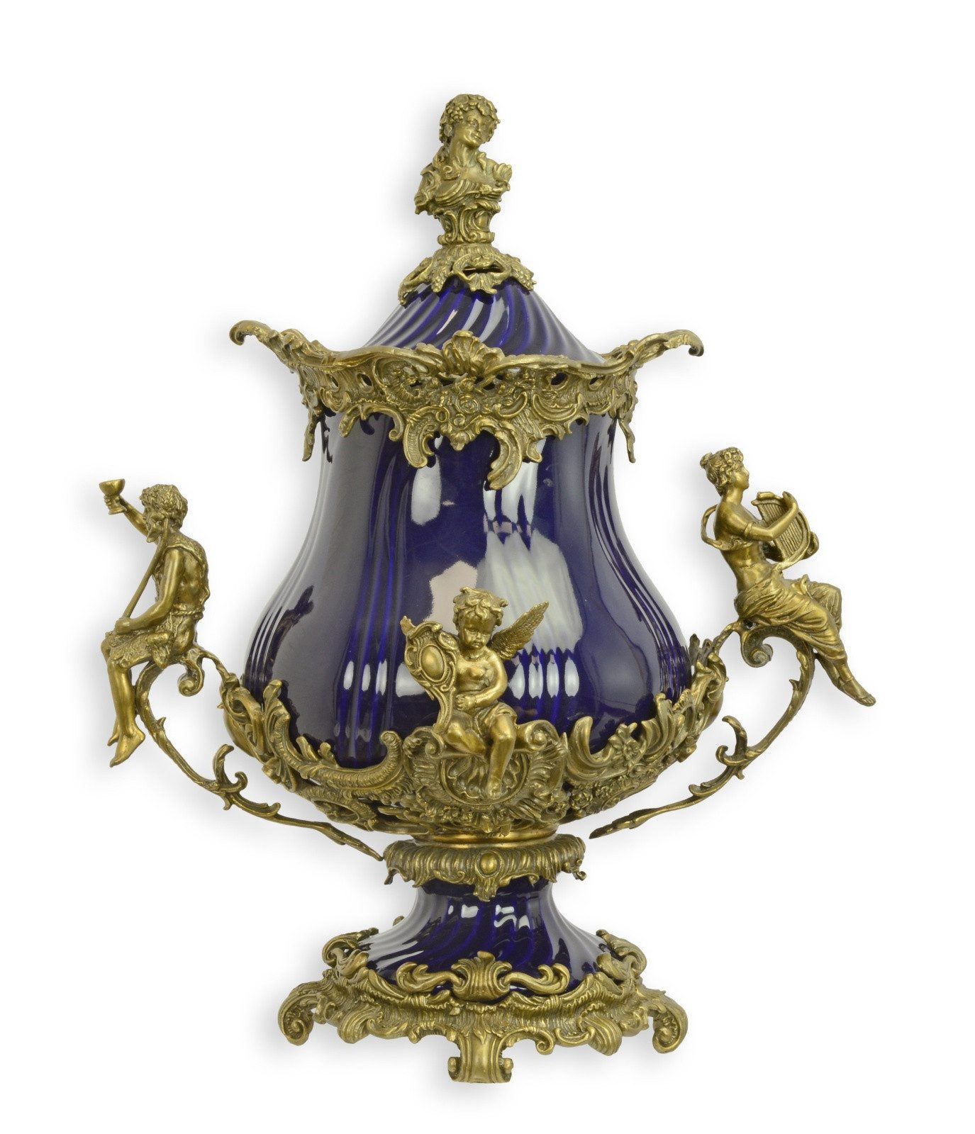 Aubaho Dekoobjekt Amphore Vase Porzellan mit Bronze Replikat Retro Design Dekoration