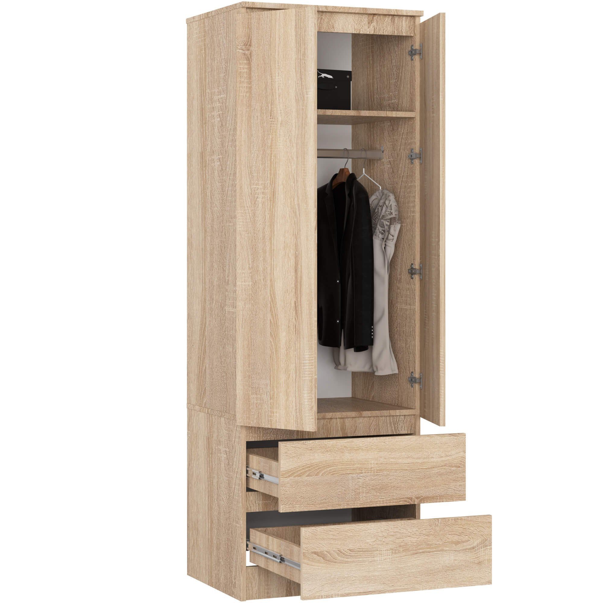 Raumhirsch Furniture Kleiderschrank Eleganter Schlafzimmerschrank - Robuster Stauraum - Weiß matt Maßgeschneiderter Stauraum mit 2 Türen, Soft-Close, Selbstmontage