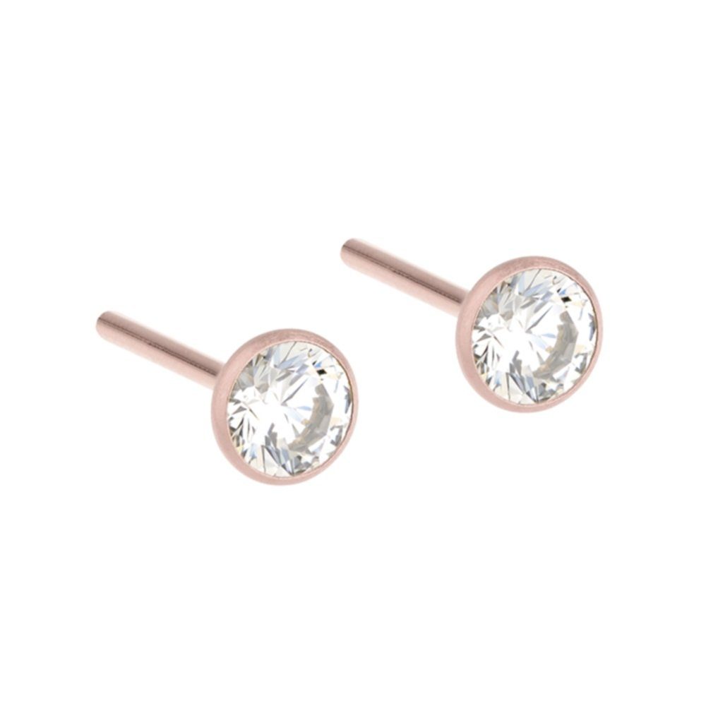 Paar Ohrstecker Edelstahl mit Zirkonia Ø 4 mm