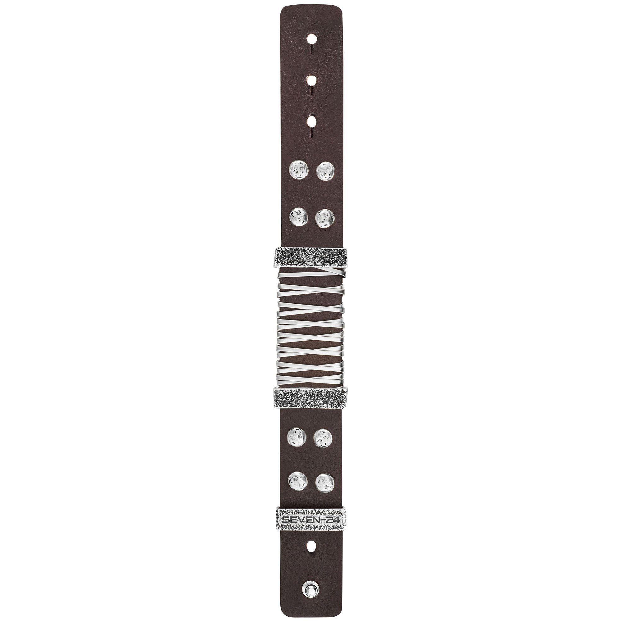 SEVEN-24 Armband Edelstahl mit braunem Leder