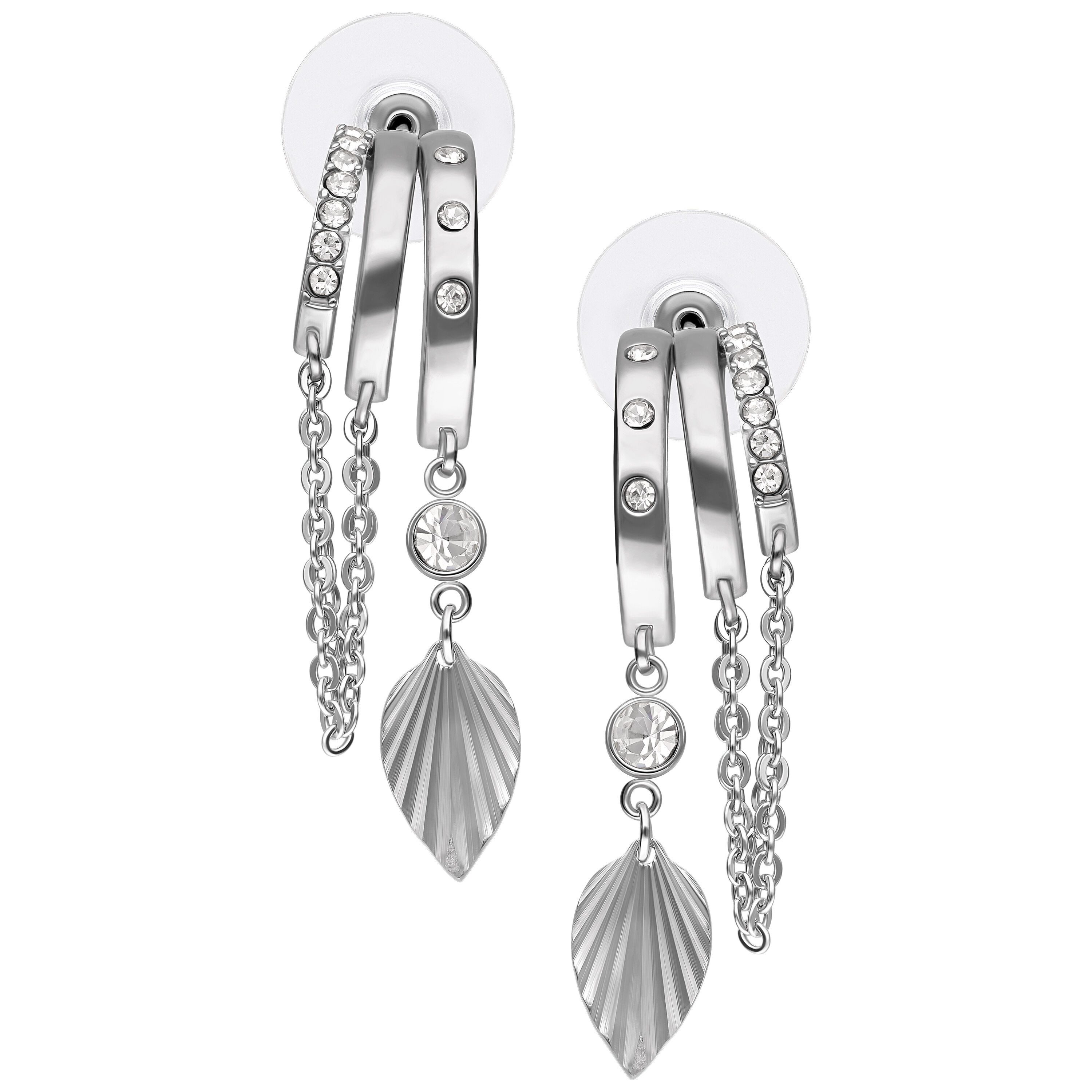 Wildcat Paar Ohrstecker Riffled Leaf Statement Earstuds - Silber, Chirurgenstahl 316L - wasserfest, langlebig, hautverträglich