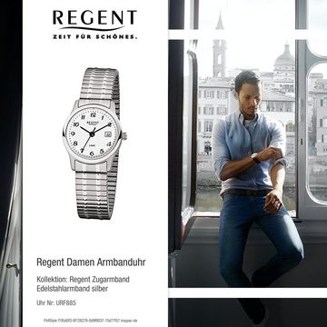 Regent Quarzuhr Regent Damen Herren-Armbanduhr silber, (Analoguhr), Damen, Herren Armbanduhr rund, klein (ca. 27mm), Edelstahlarmband