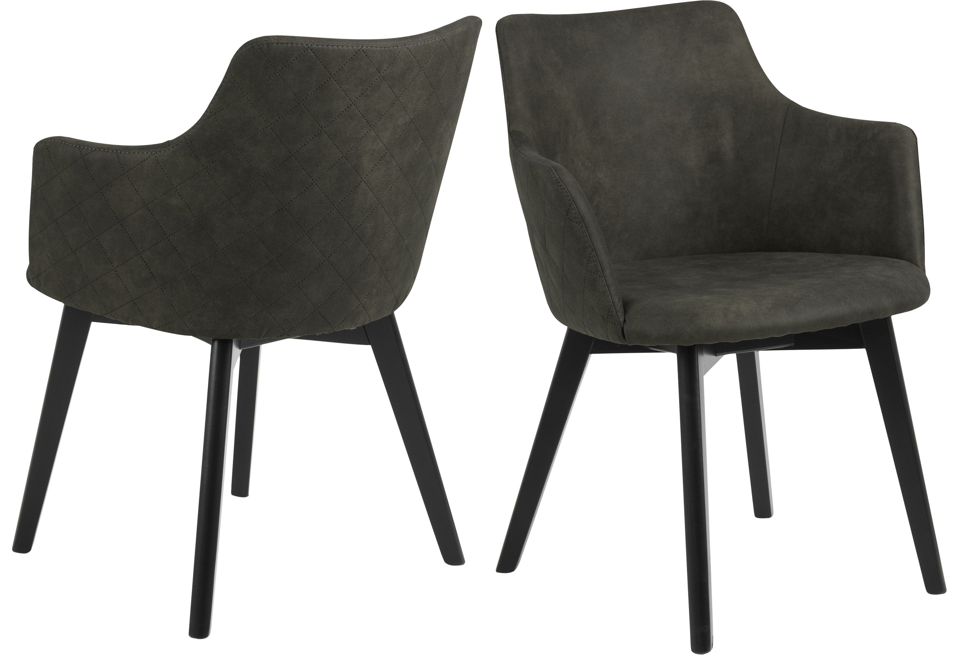 Armlehnstuhl (2er-Set) in olivgrün, Polyester - 62x80x59cm (BxHxT)