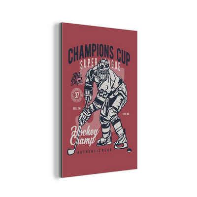 MuchoWow Metallbild Mancave - Sport - Eishockey - Vintage, (1 St), Alu-Dibond-Druck, Gemälde aus Metall, Aluminium deko