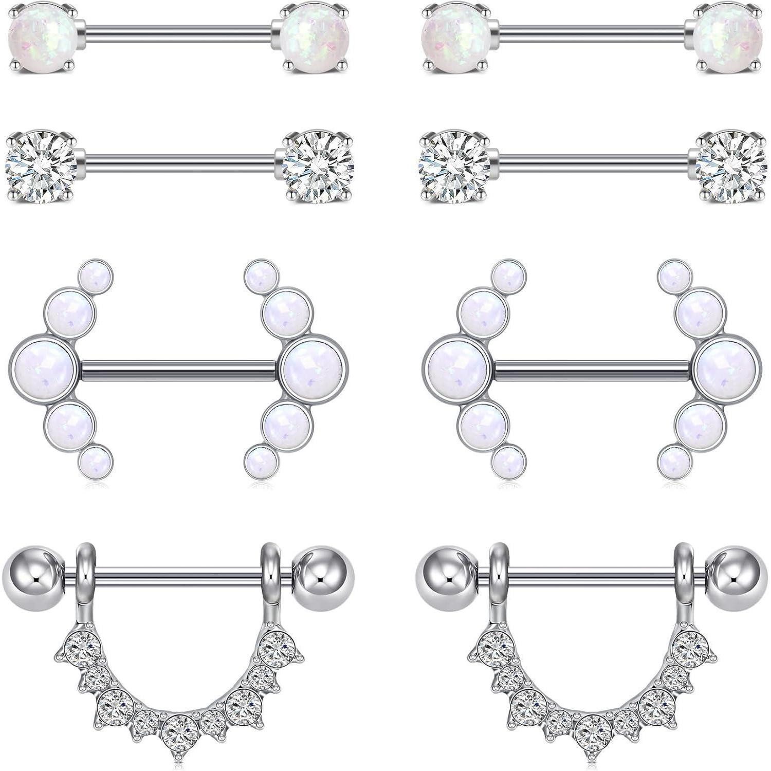 Brustwarzenpiercing Nippelpiercing Chirurgenstahl 14G 16mm Brustwarzenpiercing Silber