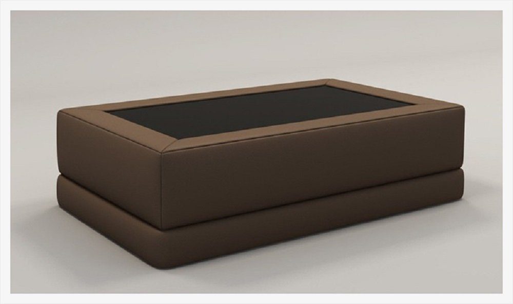 JVmoebel Couchtisch Sofatisch Glas Design Kaffee Tisch Leder Couch Beistell Sofa Tische Braun