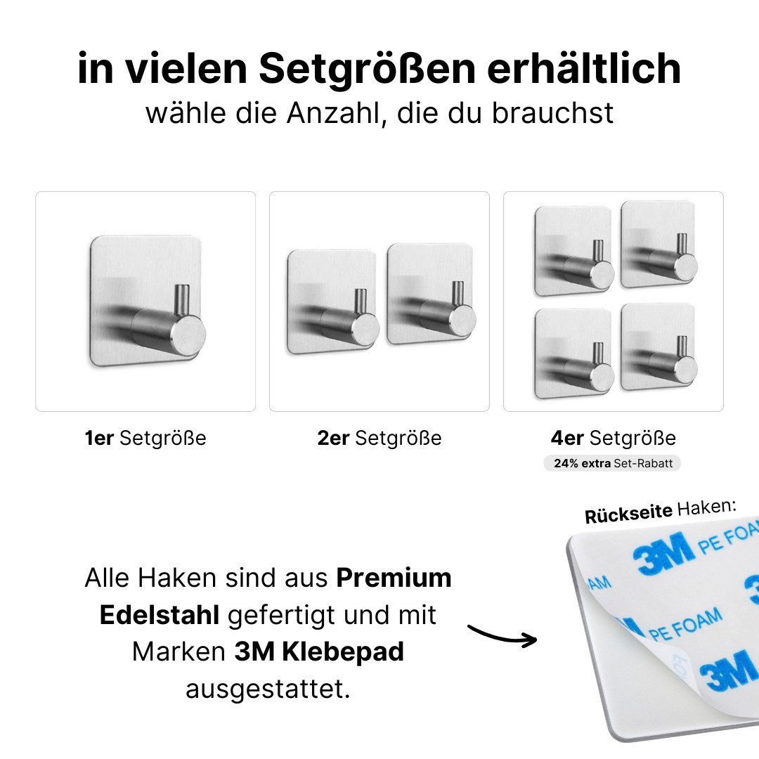 LIVINA HOME Handtuchhaken Haken selbstklebend Bad und Küche, Handtuchhalter, Badezimmer, Bad, Küche, Türen, Kleiderschrank, Wand, Dusche, (1-St), Kleiderhaken ohne Bohren