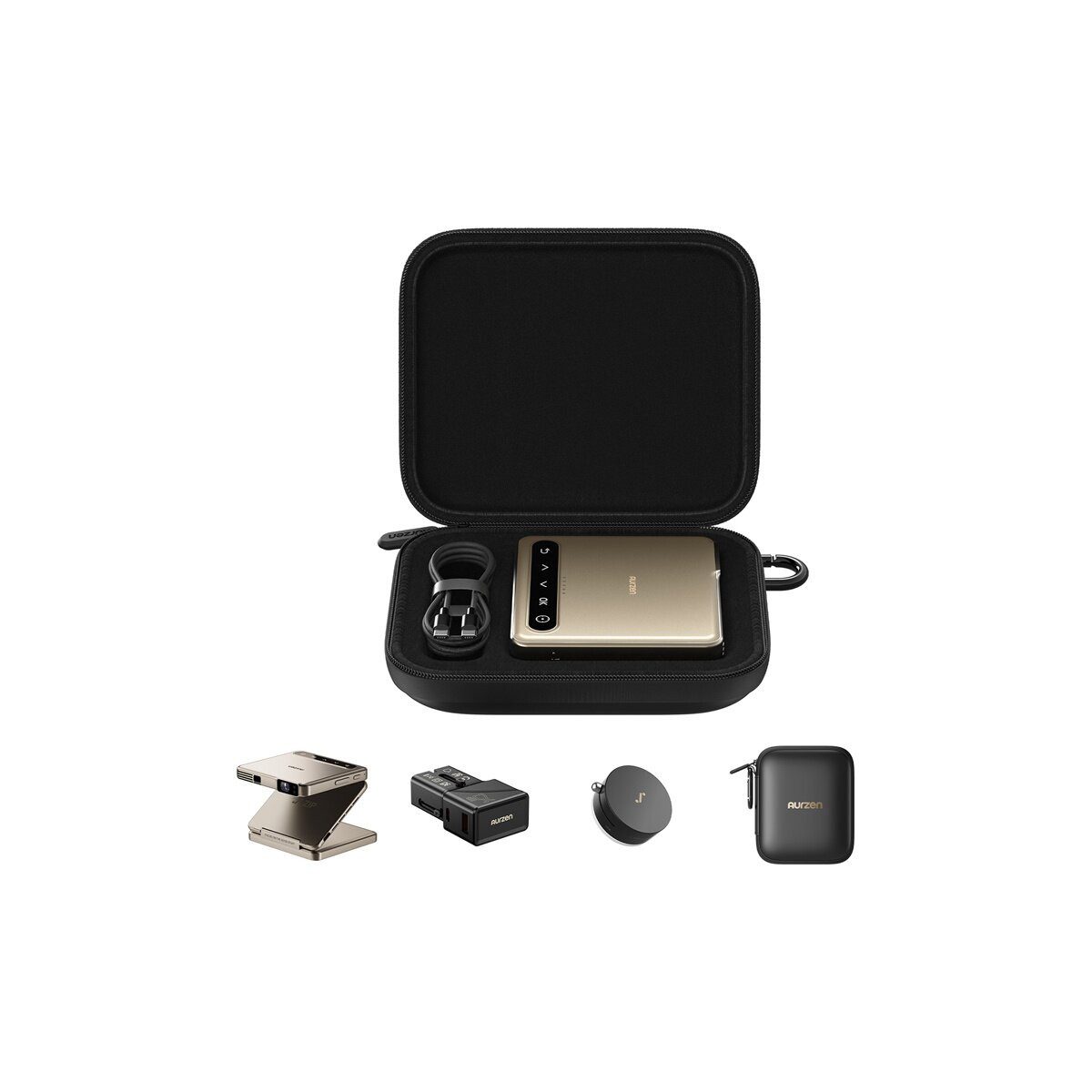 Aurzen AURZEN ZIP Mini Beamer mit Akku & Powerbank Projektor Mini-Beamer