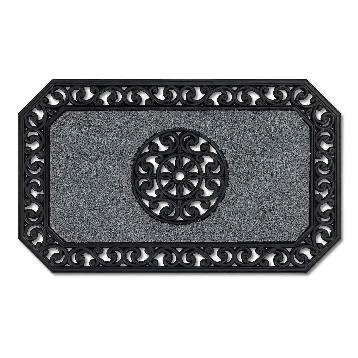 Fußmatte COCO TWIN Kokosmatte mit rutschfesten Gummirand, ASTRA, Rechteckig, Höhe: 13 mm, 45 x 75 cm in Grau