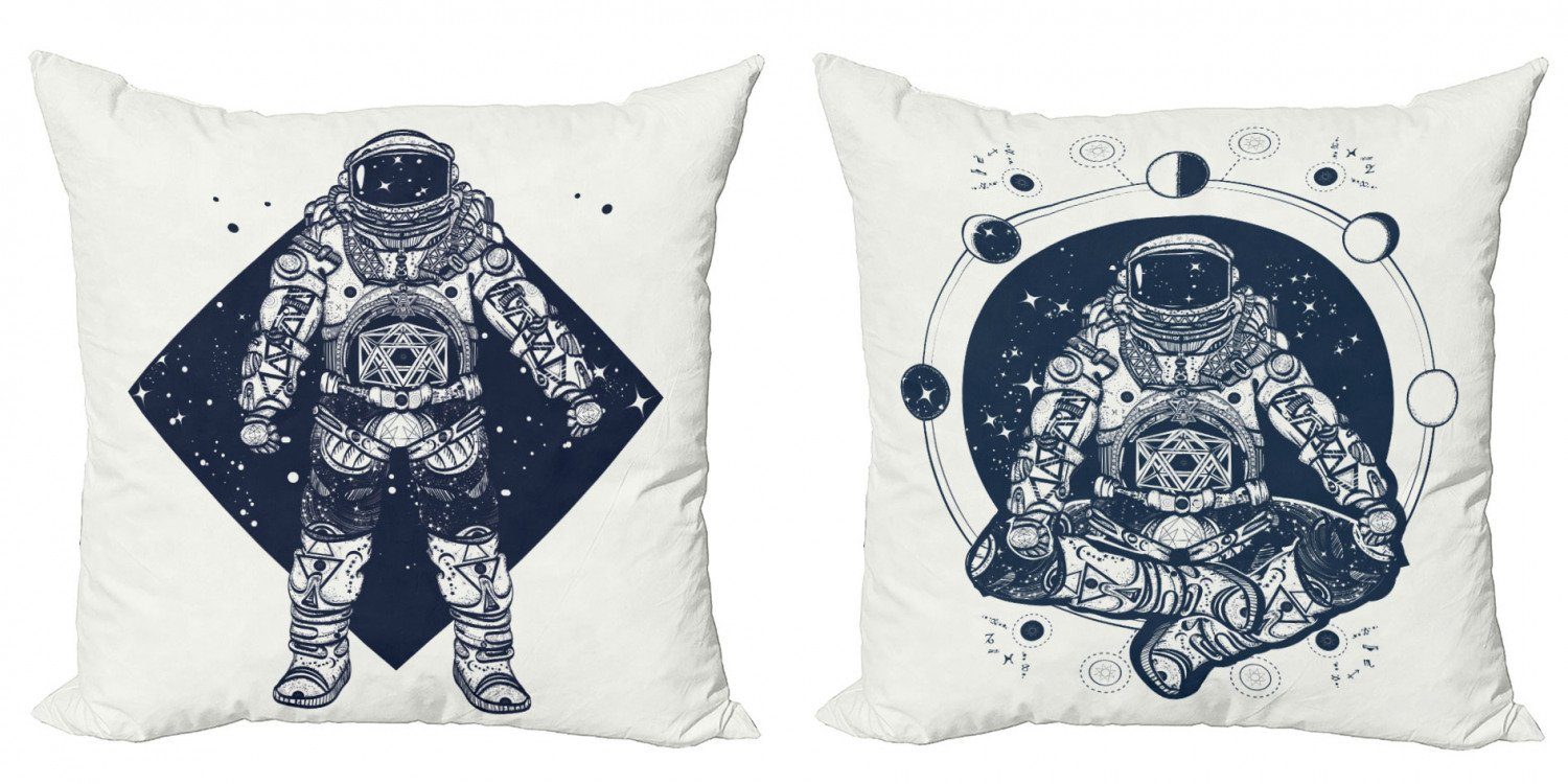 (2 Modern Galactic Digitaldruck, Astronaut Accent Kunst Doppelseitiger Stück), Kissenbezüge Abakuhaus Weltraum