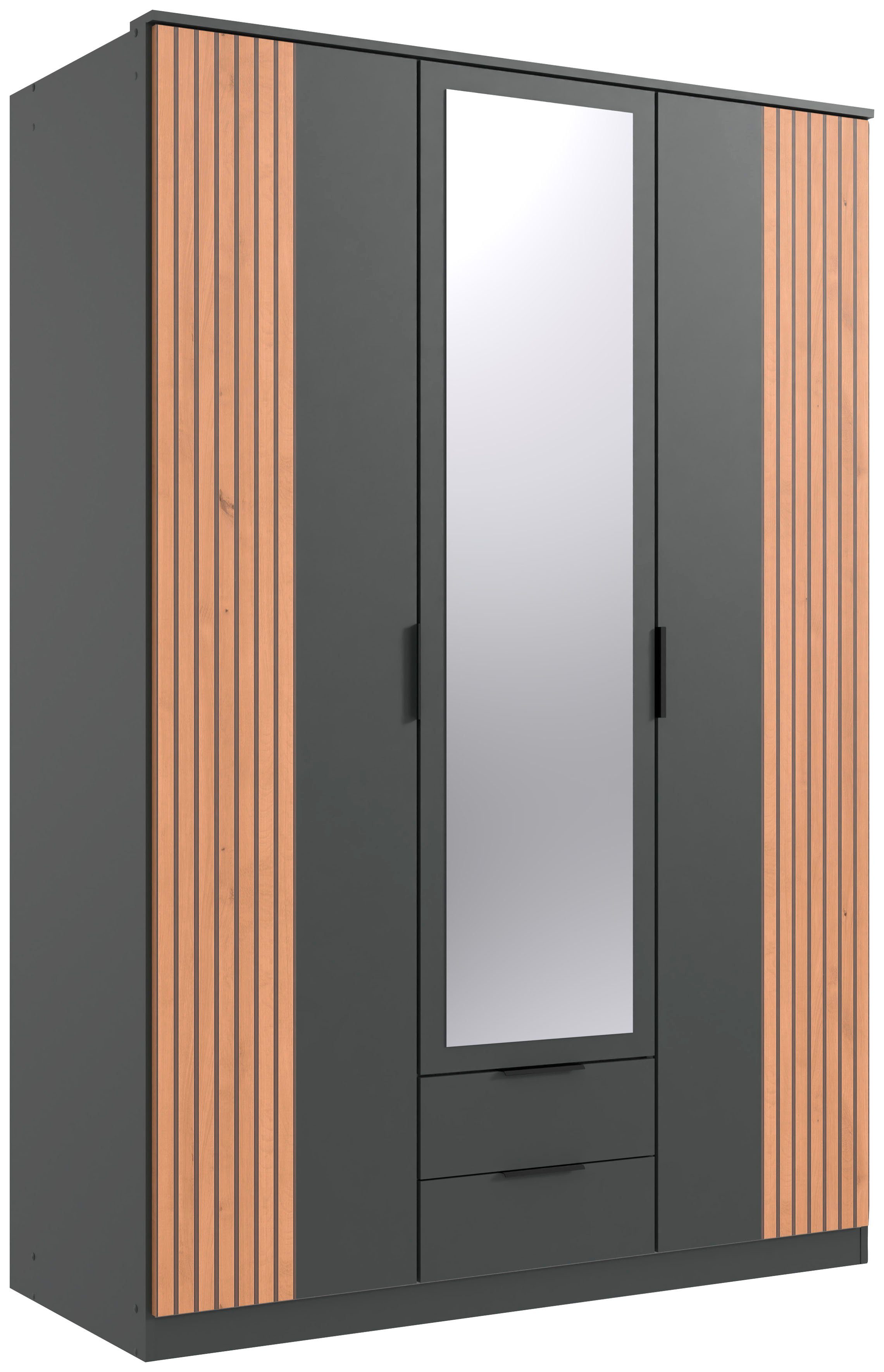 Wimex Drehtürenschrank Lübeck Akustiklamellen Optik, mit Spiegeltüren, 135 oder 180cm breit