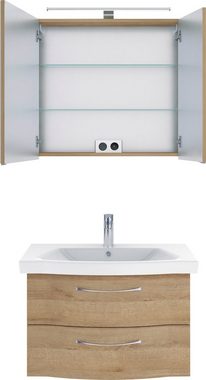 Saphir Badmöbel-Set 6005 Sprint 2-teilig, Keramik-Waschtisch mit LED-Spiegelschrank, (2-St), Waschplatz 82 cm breit, inkl. Türdämpfer, 2 Türen, 2 Schubladen