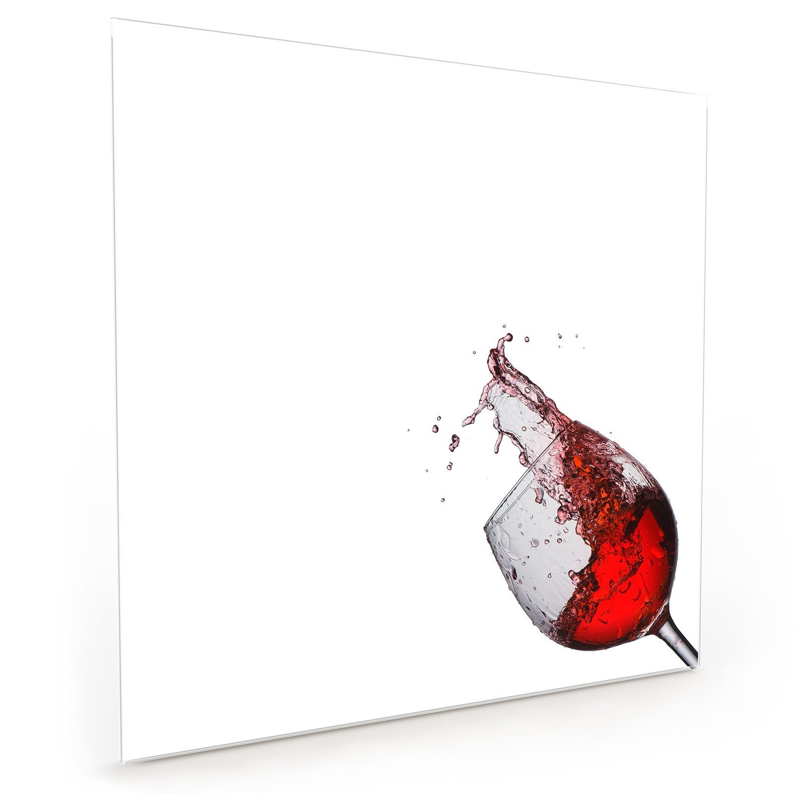Primedeco Küchenrückwand Küchenrückwand Spritzschutz Glas mit Motiv Rotweinglas mit Splash