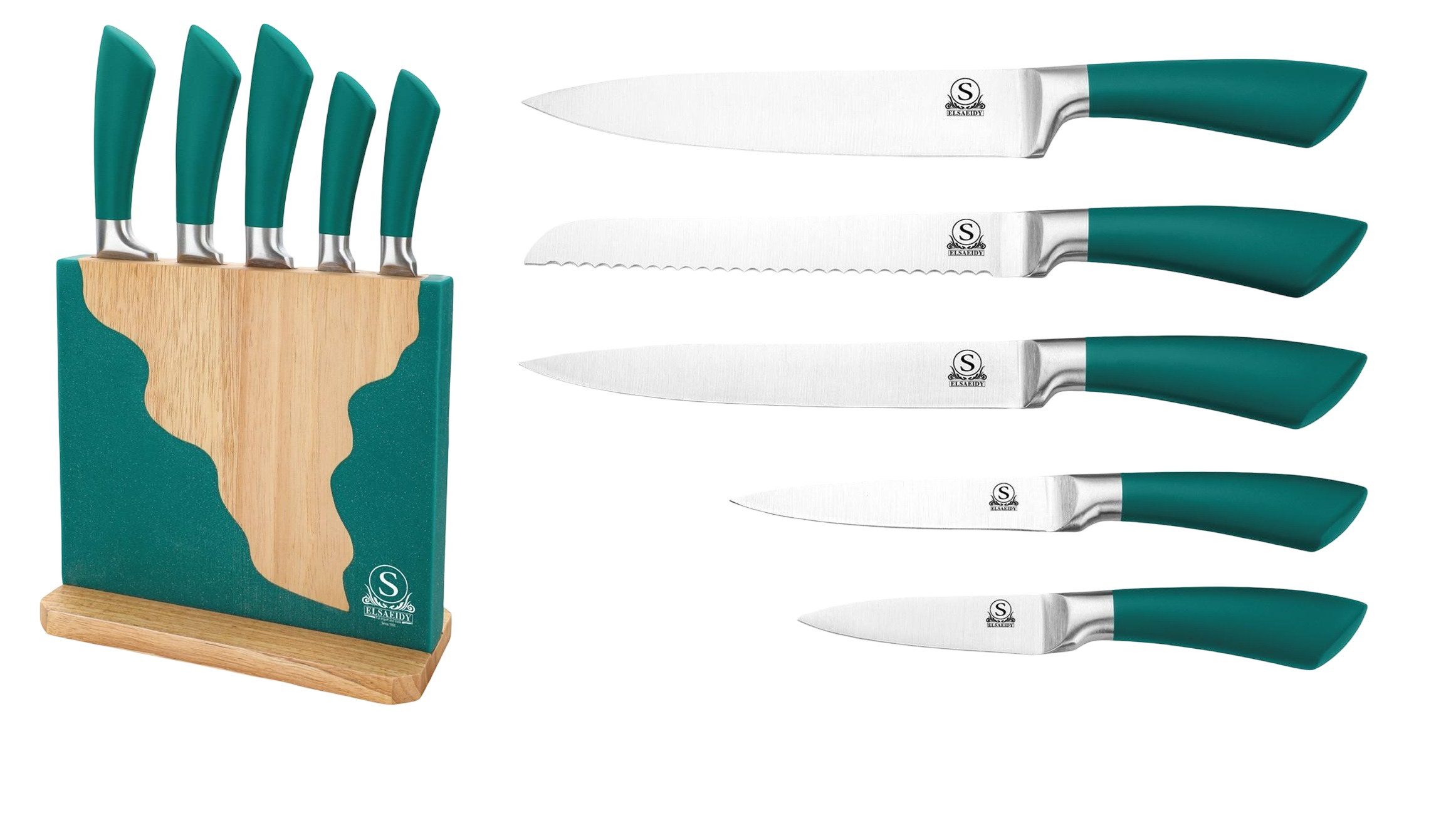 Cheffinger Messerblock Messerständer Messerset Holz Messerblock bestückt 6-tlg Cheffinger