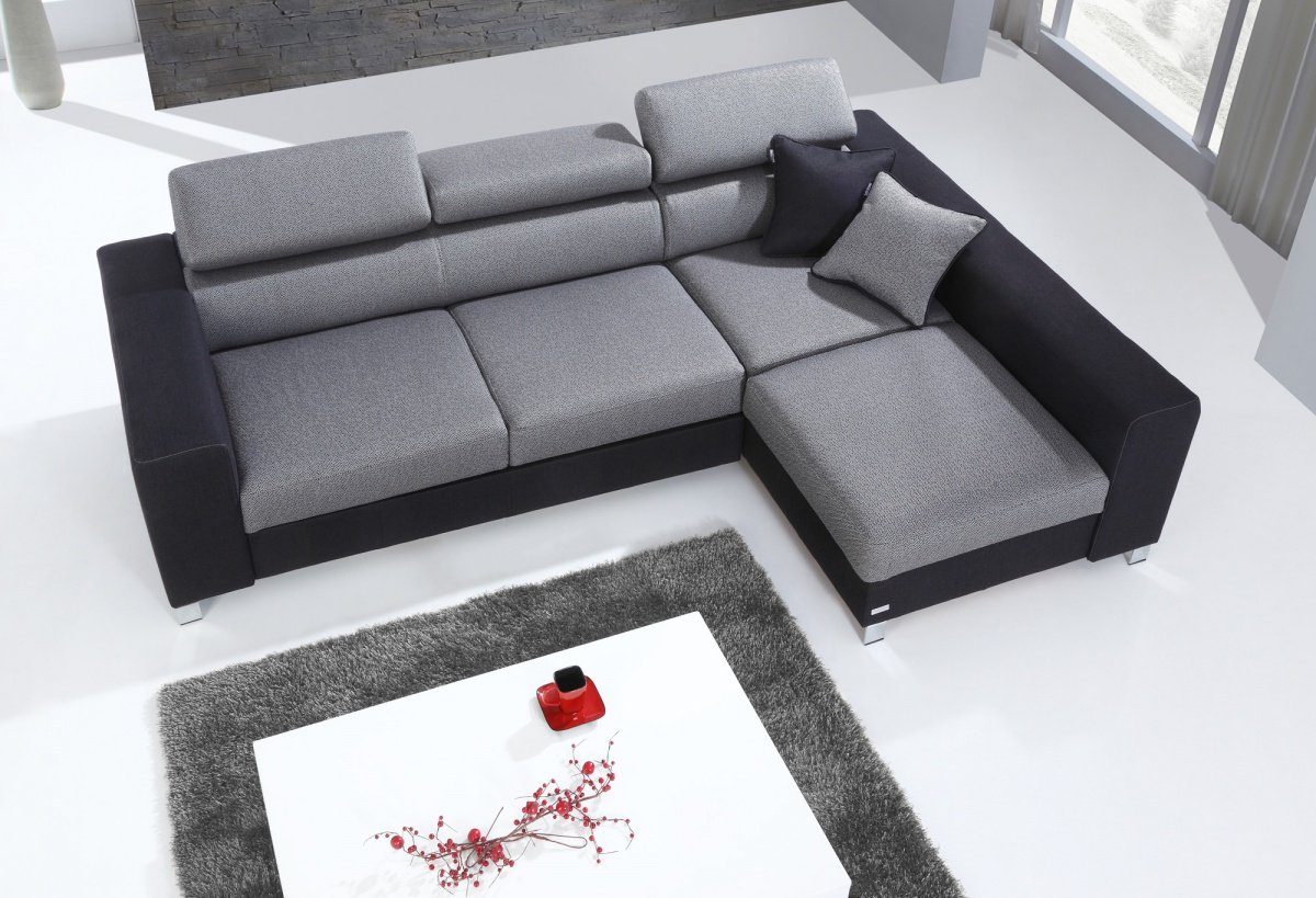Couch Ecksofa, Polster Couch JVmoebel Modern Ecksofa L-Form Textil Bettfunktion Design
