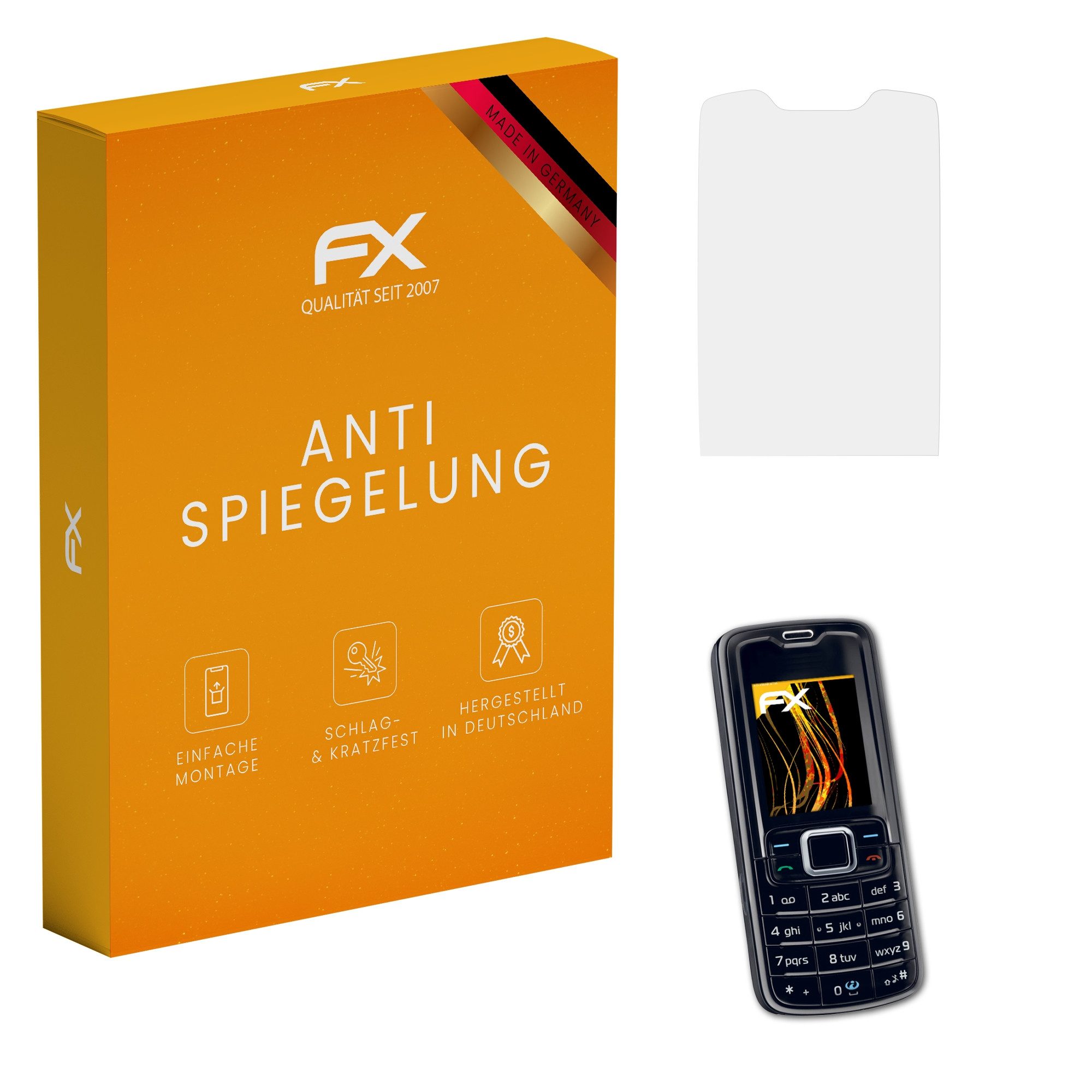 atFoliX Schutzfolie für Nokia 3110 Classic, (3 Folien), Entspiegelnd und stoßdämpfend