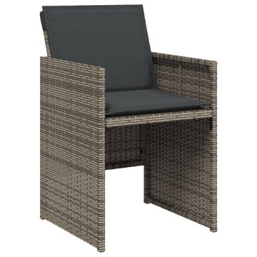 vidaXL Gartenstuhl Gartenstühle mit Kissen 4 Stk. Grau Poly Rattan