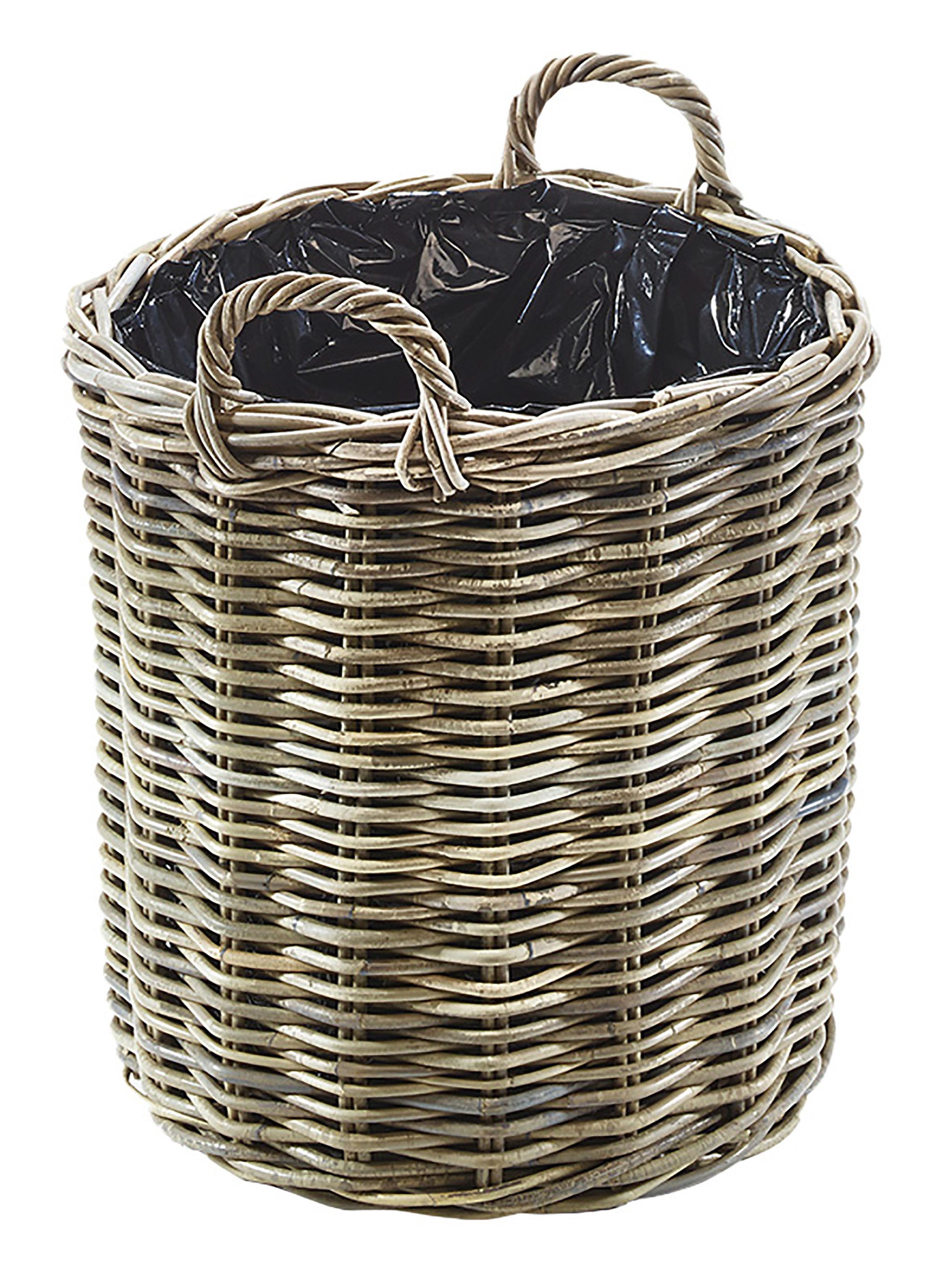 Kobolo Pflanzkübel Pflanzkorb aus grauem Rattan mit Folie klein günstig online kaufen