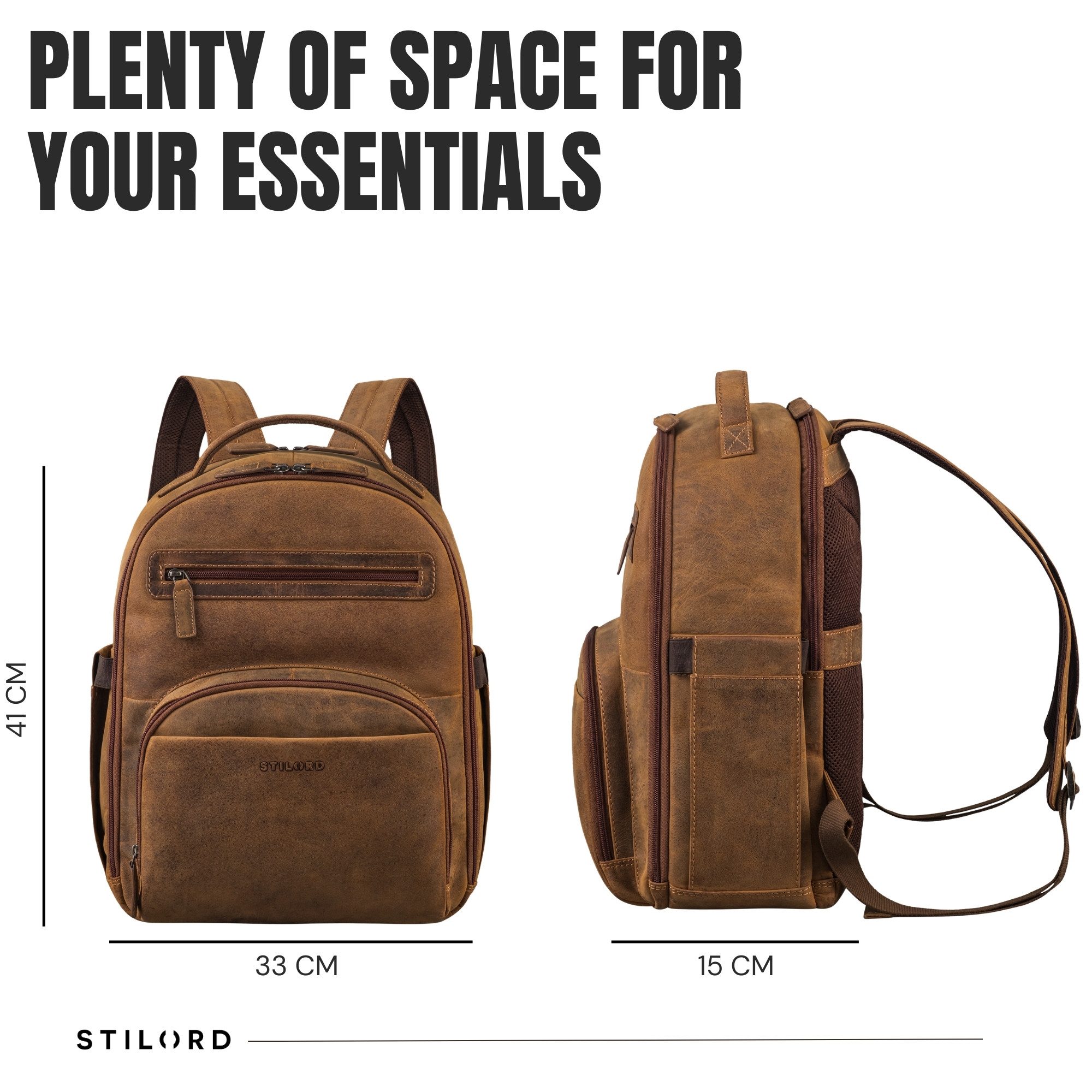 STILORD Notebookrucksack "Paco" Premium Business Rucksack Herren Leder Groß - 15,6 Zoll