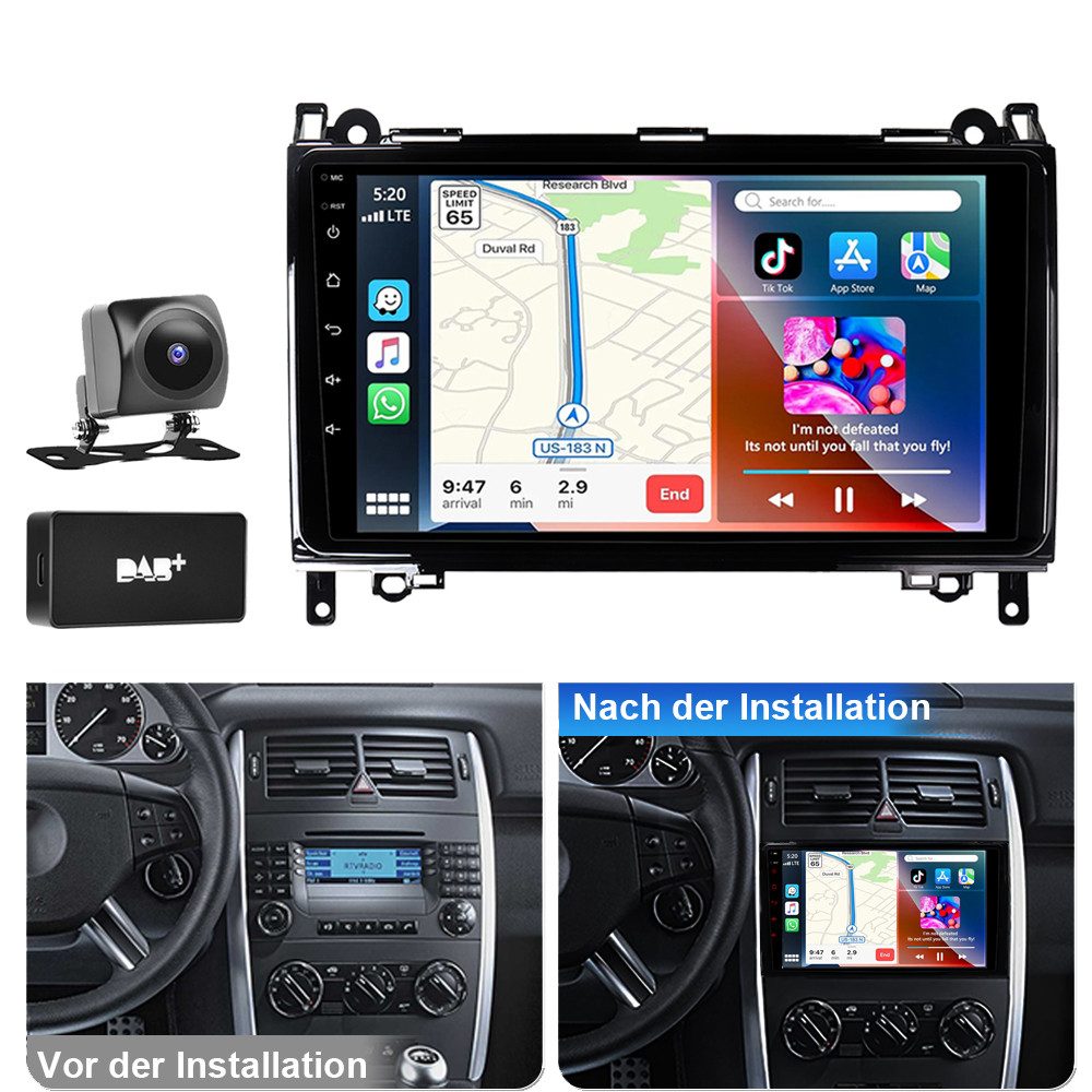A-Sure 4+64GB Android 15 Carplay Für Mercedes-Benz Vito Viano W639 2006-2014 Autoradio (Digitalradio (DAB), FM, AM, 1280*800 IPS Screen/8-Core CPU)