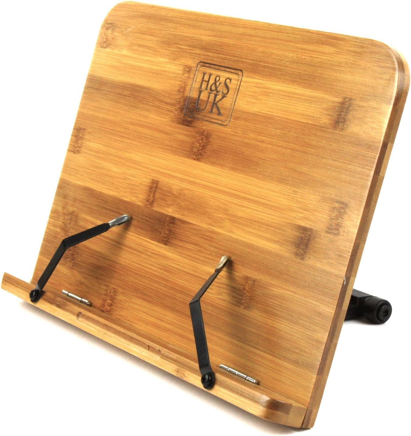 H&S Buchstütze H&S Bambus Buchständer, verstellbar und faltbar aus Holz