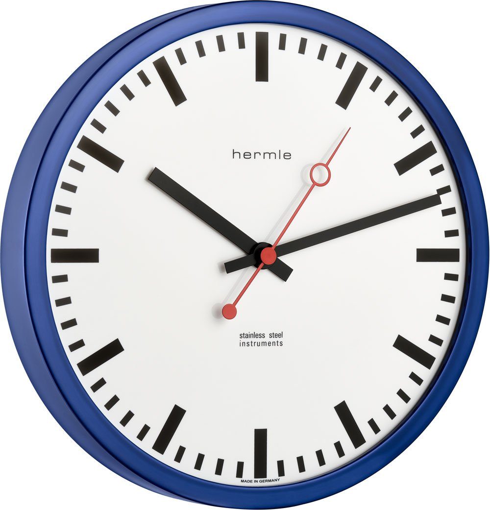 Hermle Wanduhr Bahnhofsuhr Quarzwerk Edelstahl - Hermle Modell: 30471-Q72100