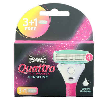 Wilkinson Rasierklingen Quattro For Women Sensitiv Rasierklingen Ersatzklingen (3+1) Aloe Vera