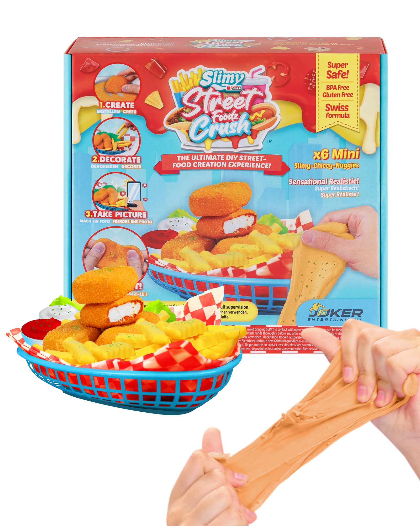 Slimy® Knetform-Set Street Food Crush - Mini Chiccy Nuggies (1-tlg), Slime und Knete Kreativ-Set zum selber Mischen, Formen und Dekorieren