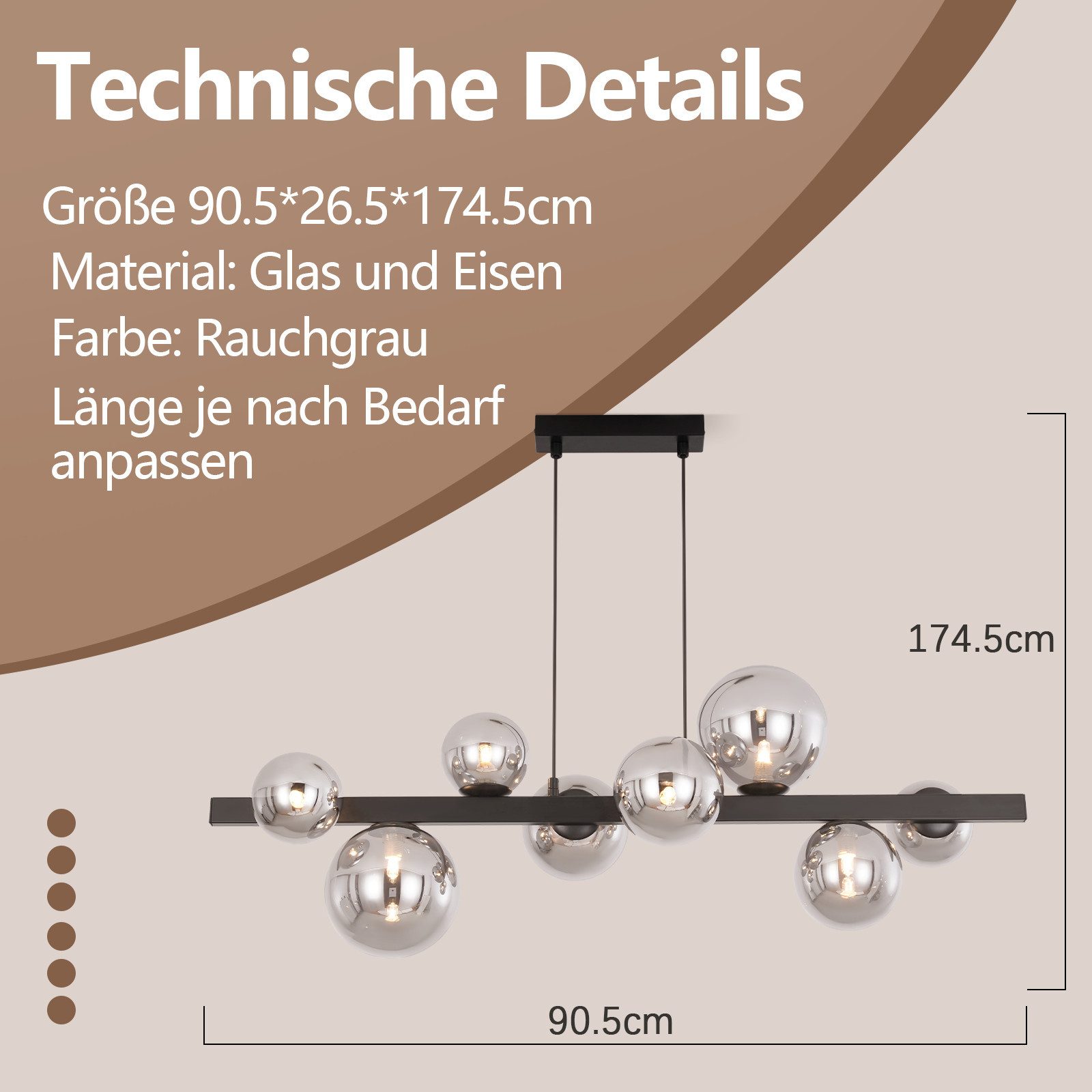 Nettlife Pendelleuchte Esstisch Glas G9 8/14 Flammig Modern Kronleuchter, LED wechselbar, Esstischlampe Wohnzimmer Hängeleuchte für Schlafzimmer Hotel