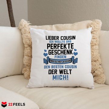 22Feels Dekokissen Cousin Geschenk von Cousin Geburtstag Männer Jungs Du Wirst Cousin, Deko mit Persönlichkeit