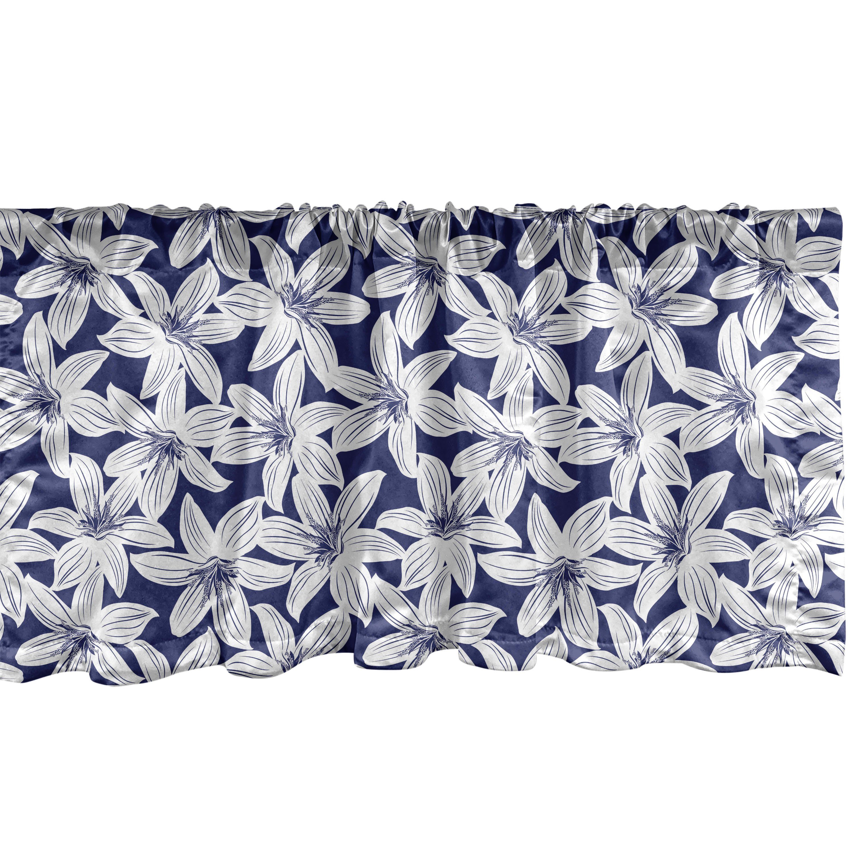 Scheibengardine Vorhang Volant für Küche Schlafzimmer Dekor mit Stangentasche, Abakuhaus, Microfaser, Floral Hibiscus Blütenblätter