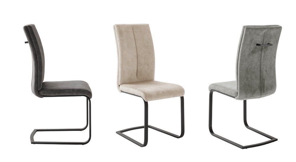 MCA furniture Esszimmerstuhl 4er Set Freischwinger Stuhl Hudson, creme / schwarz matt (4er-Set)
