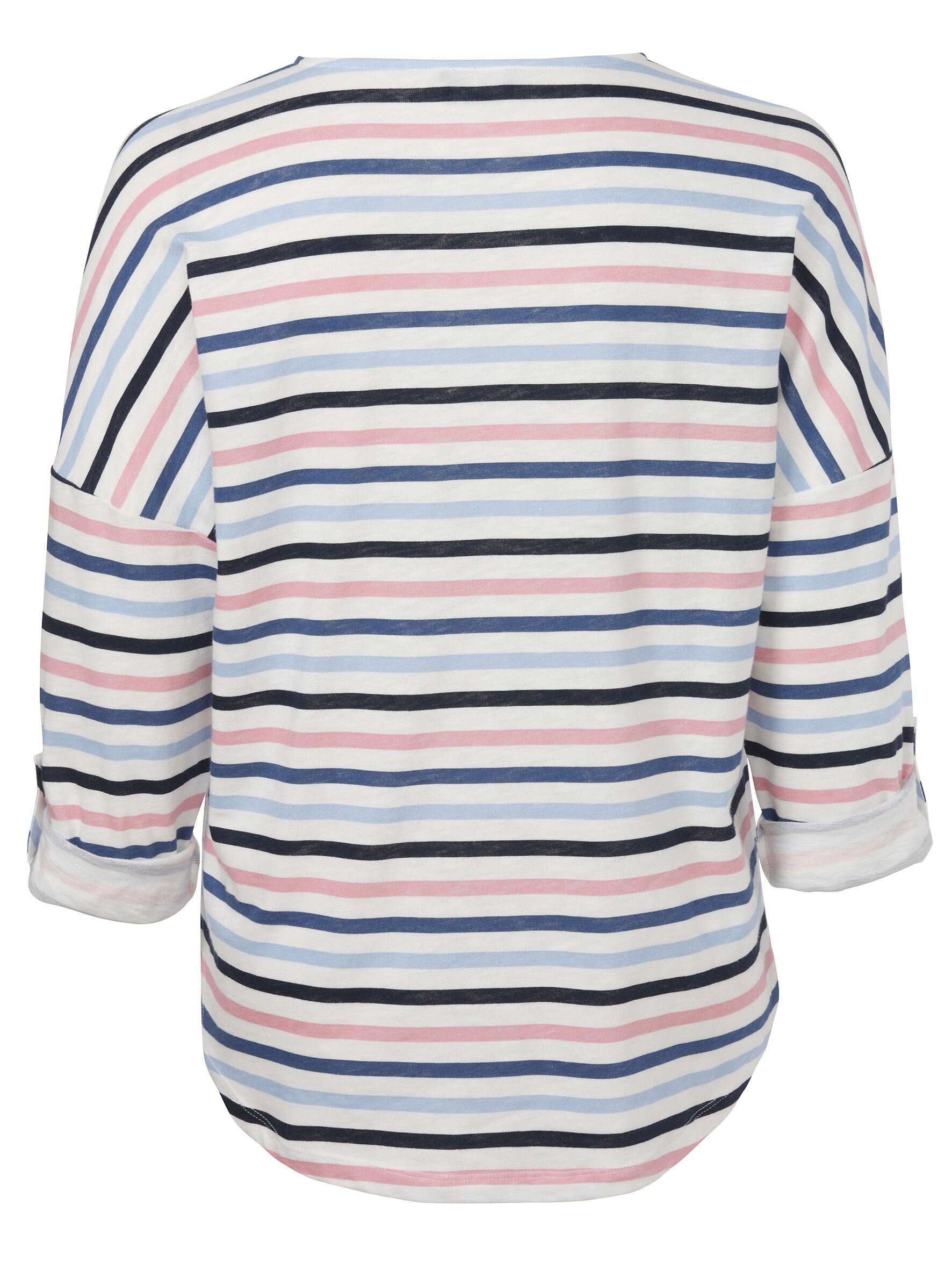 VIA APPIA DUE Sweatshirt Modisches indigo mit Langarmshirt überschnittenen multicolor Schultern