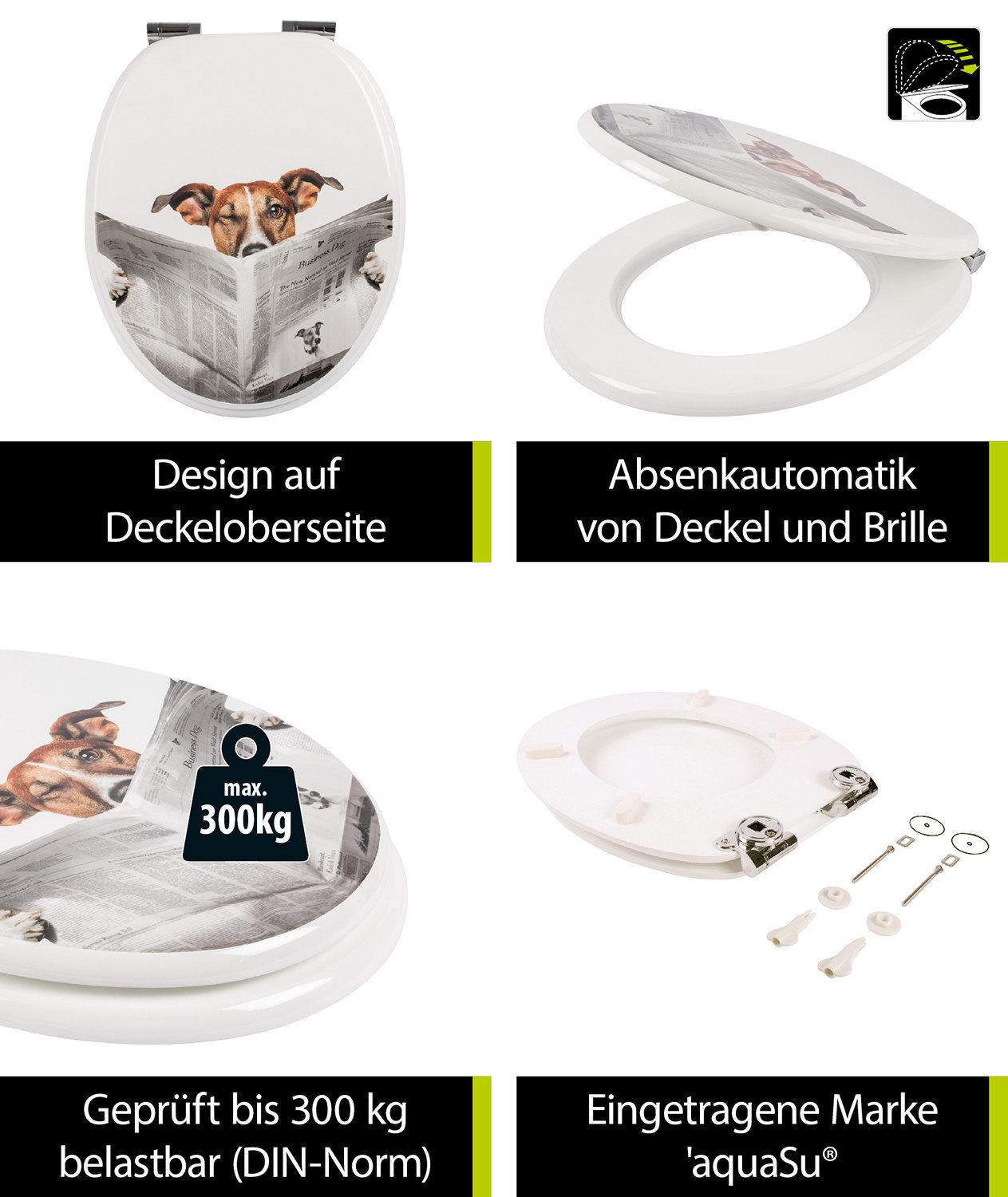 Sitzplatz WC-Sitz Tier Dekor, Motiv Lesestoff, günstig online kaufen
