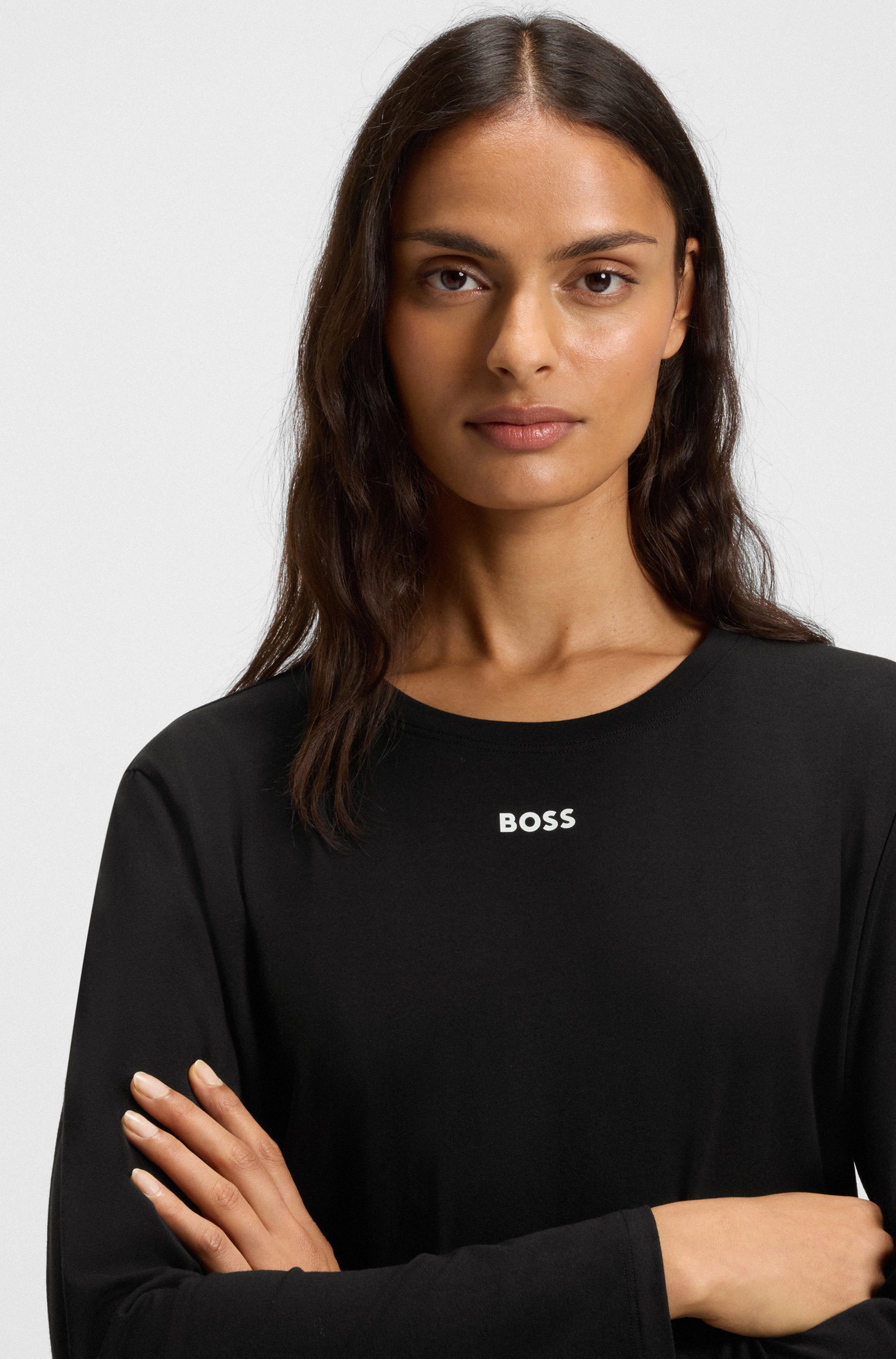 BOSS Nachthemd Rundhalsausschnitt, bequeme Passfrom, Langarm günstig online kaufen