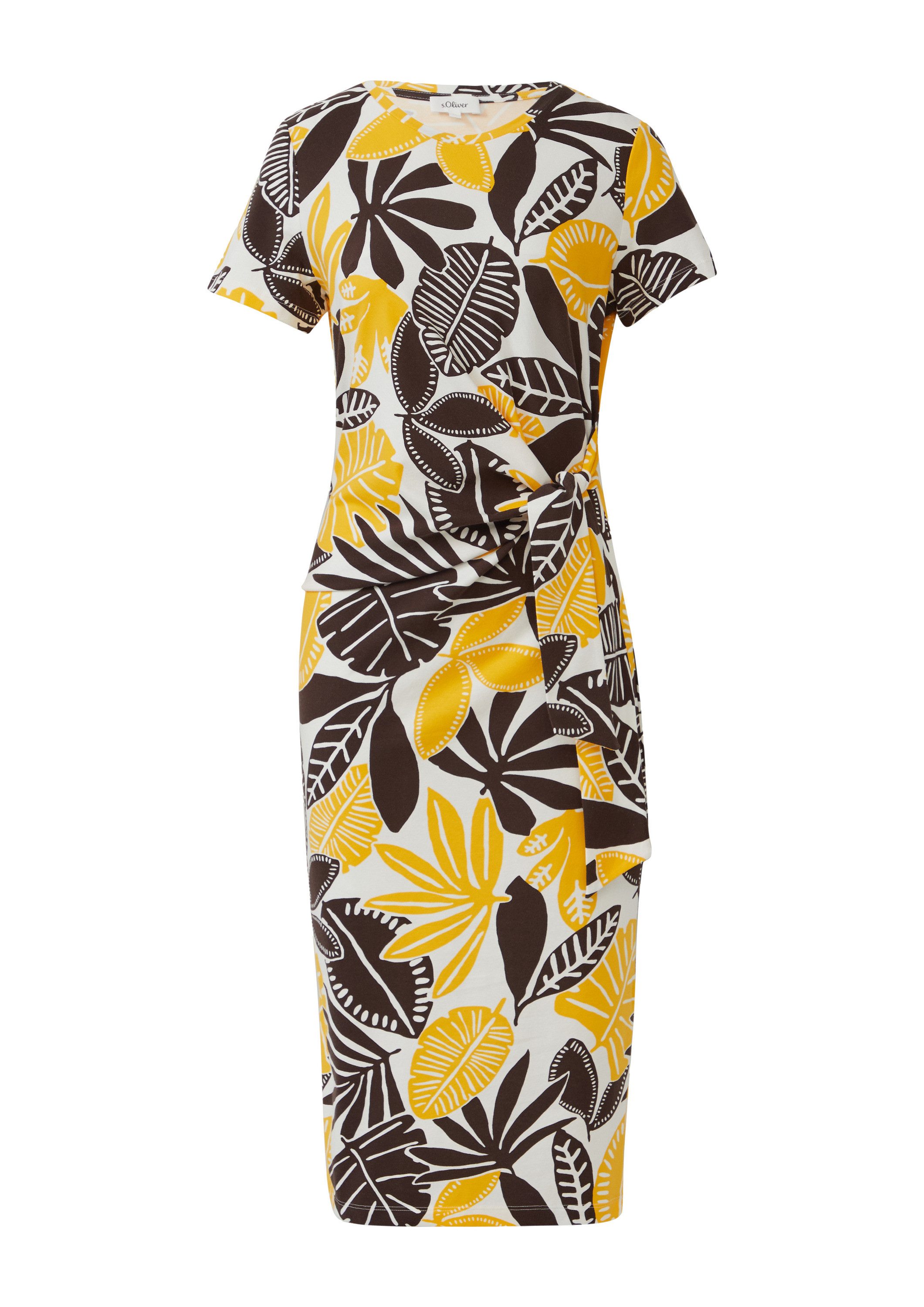 s.Oliver Midikleid Kleid Jersey-Kleid mit Knotendetail