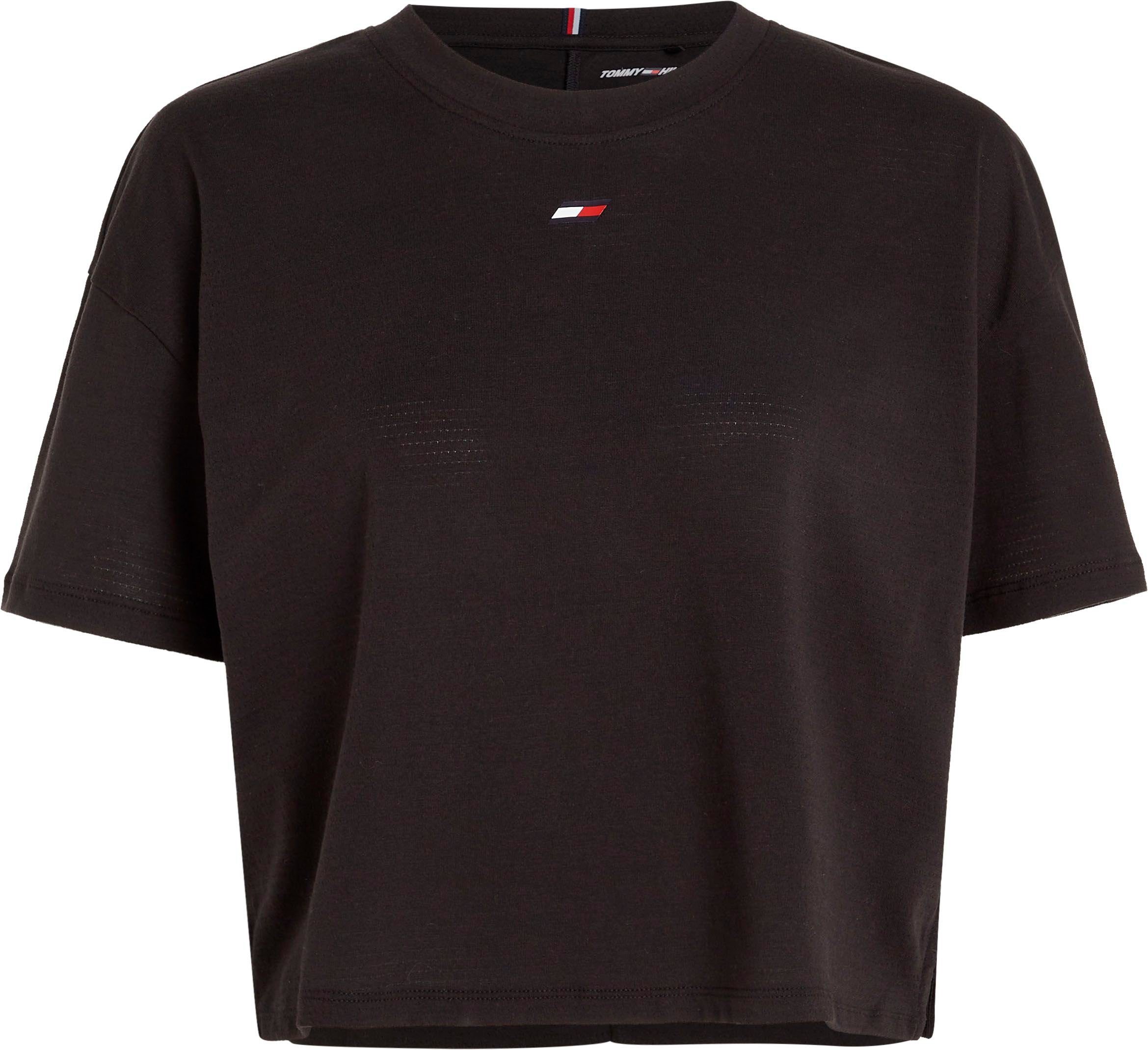 Tommy Hilfiger Sport TEE in Black T-Shirt cropped Form CROPPED modischer ESSENTIALS RELAXED