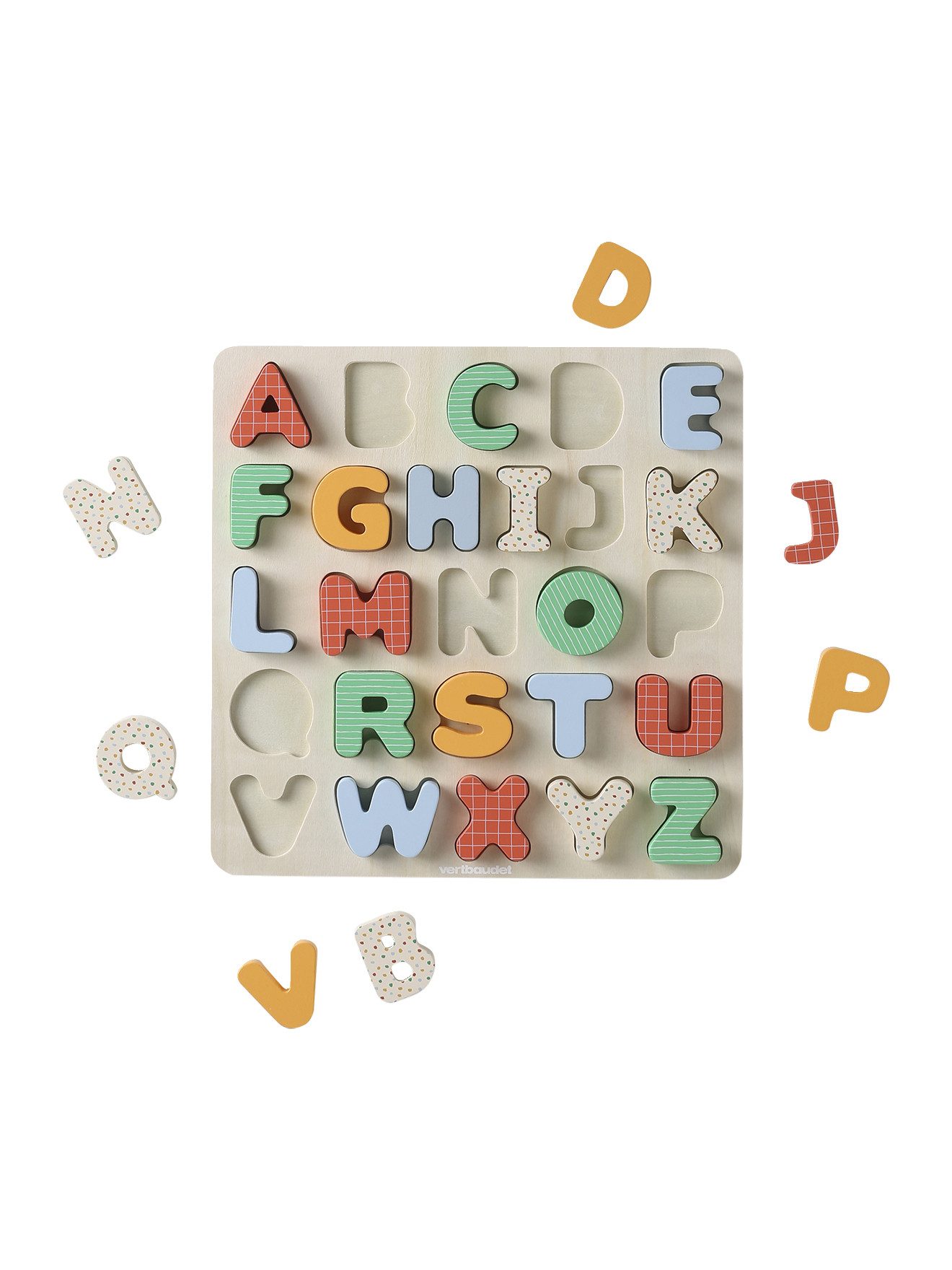 vertbaudet Puzzle Kinder Buchstaben-Puzzle, Holz FSC®, Puzzleteile, Holz FSC®