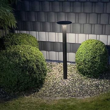 Arnusa LED Außen-Stehlampe Solar Sockelleuchte Pollerleuchte Wegeleuchte Gartenleuchte 98 cm, Tageslichtsensor, LED fest integriert, Kaltweiß und Warmweiß, Double Color warm und Kaltweiß einstellbar