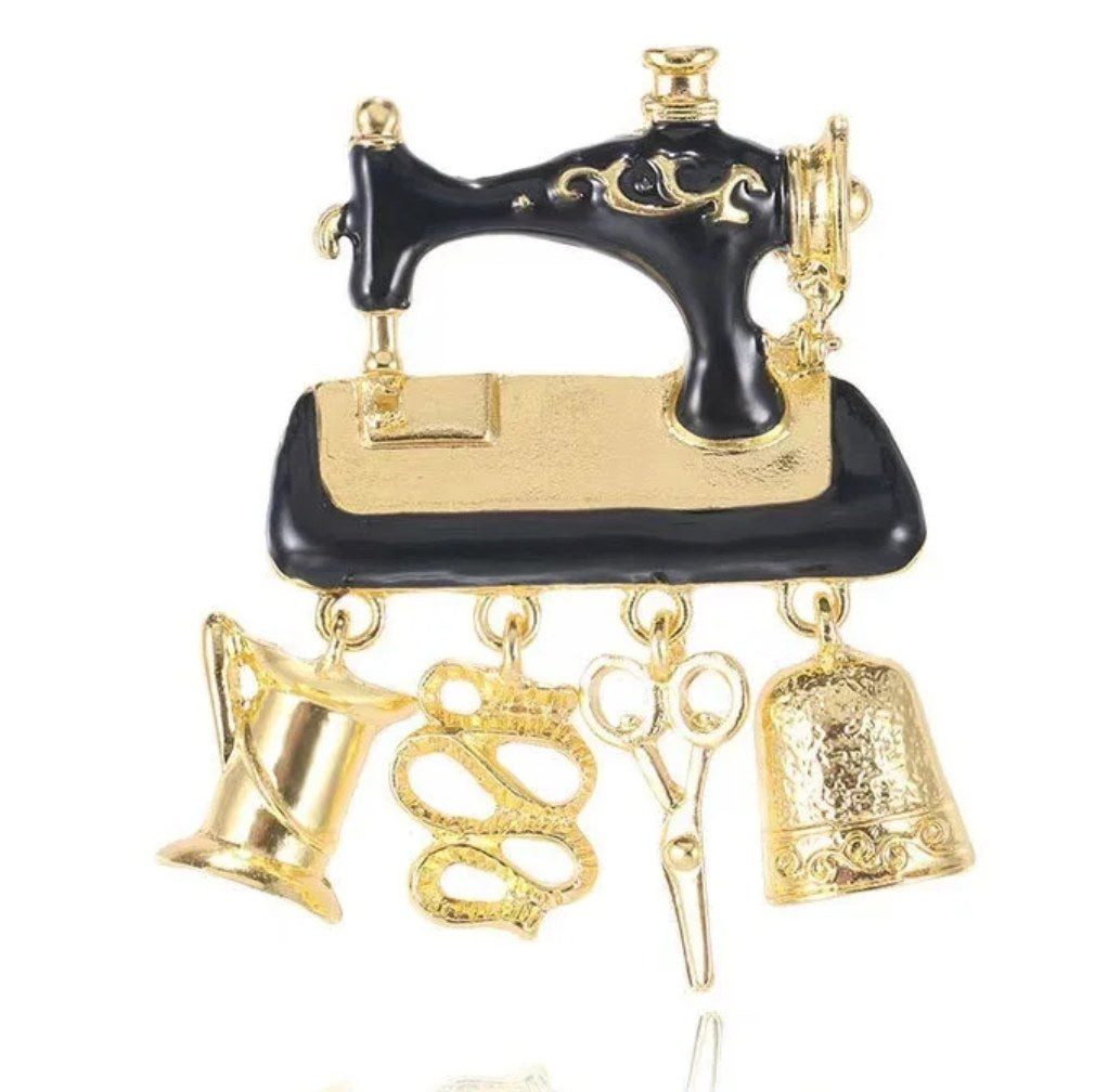 Dark-Desires Brosche Nostalgische Brosche vintage Nähmaschine Singer schwar günstig online kaufen