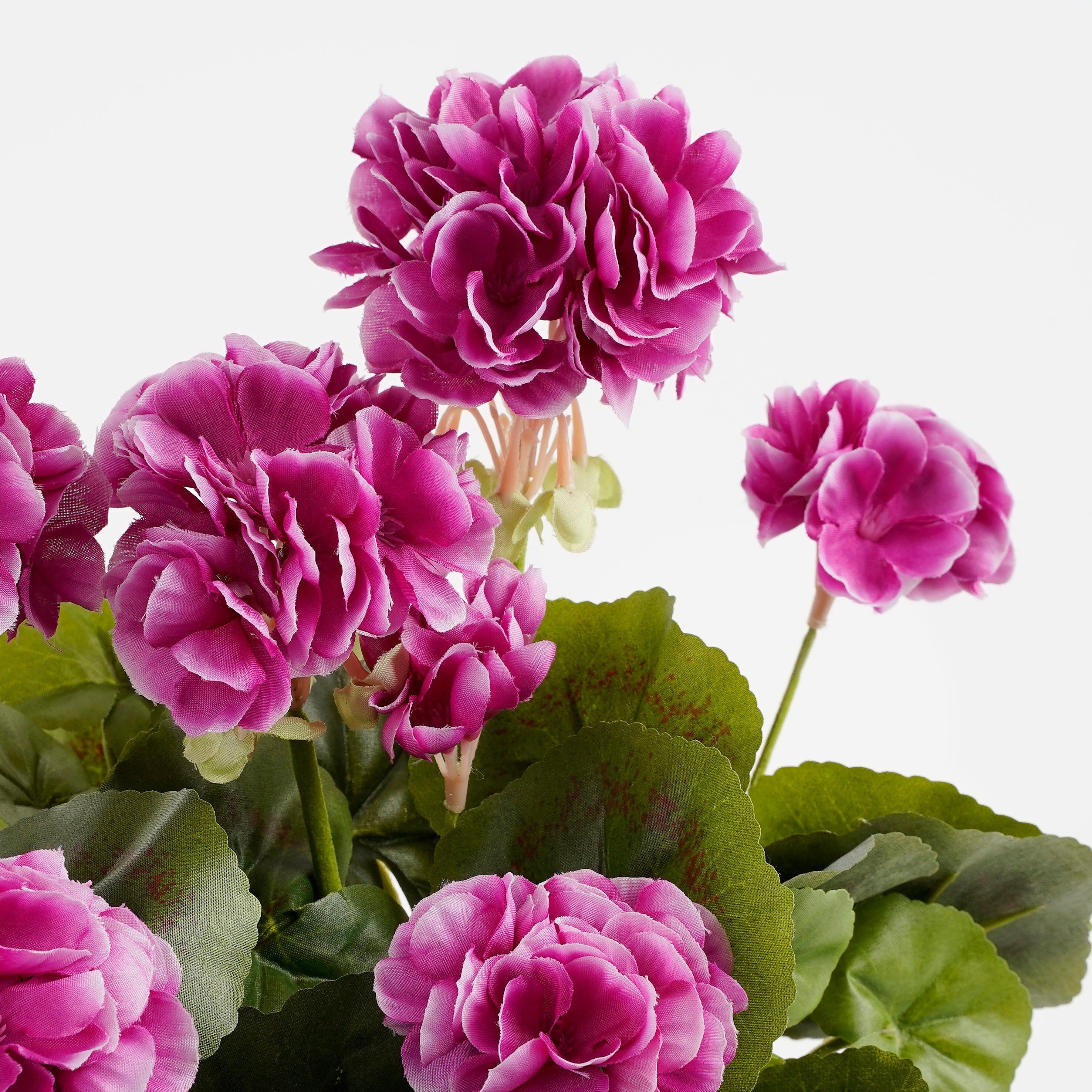 Kunstpflanze Mica Decorations Geranium violett in Balkonkaste terra - l29xb13xh40cm, Mica Decorations, Höhe 40 cm